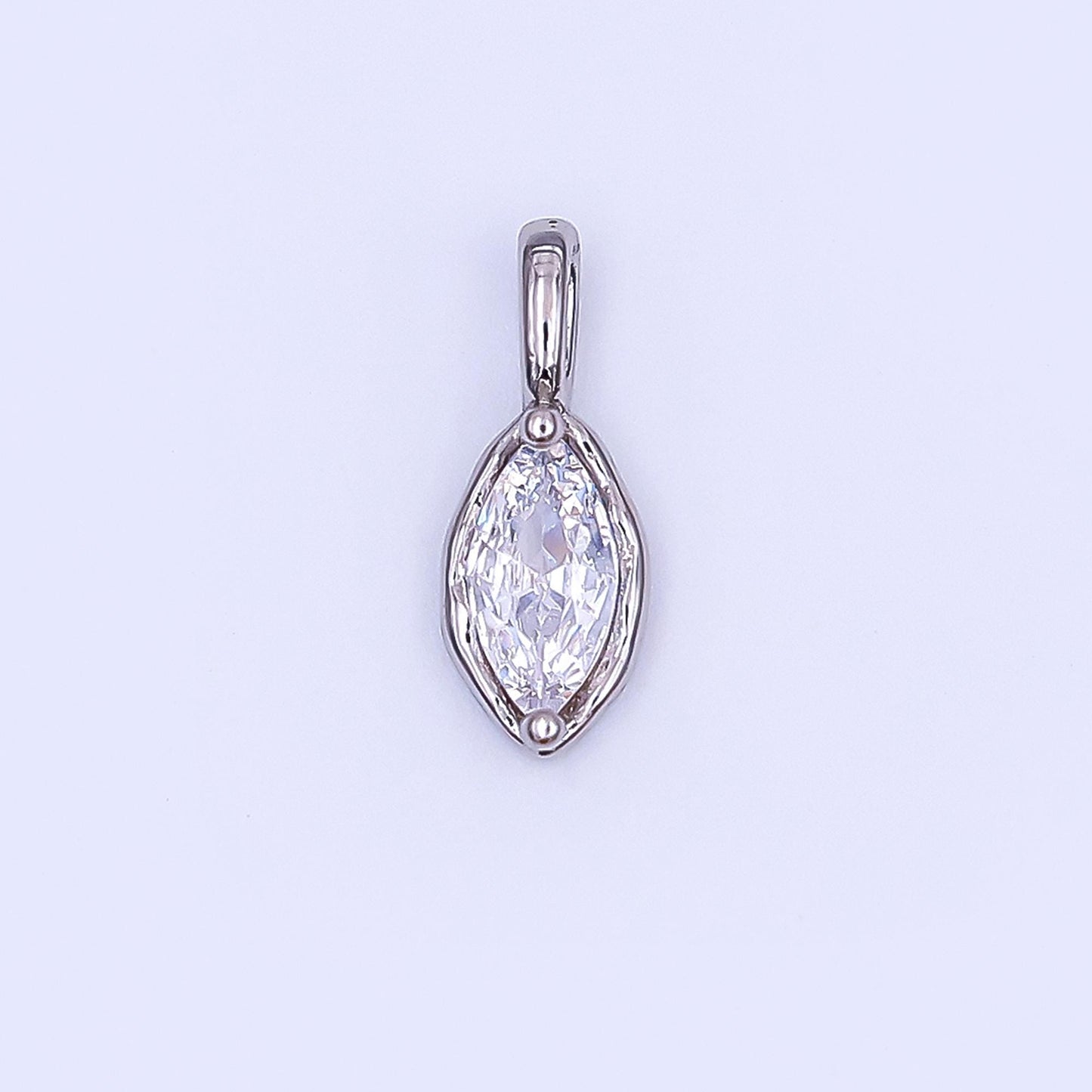 24K Gold Filled Marquise CZ Molten Bezel Pendant in Gold & Silver | AH433 - AH435