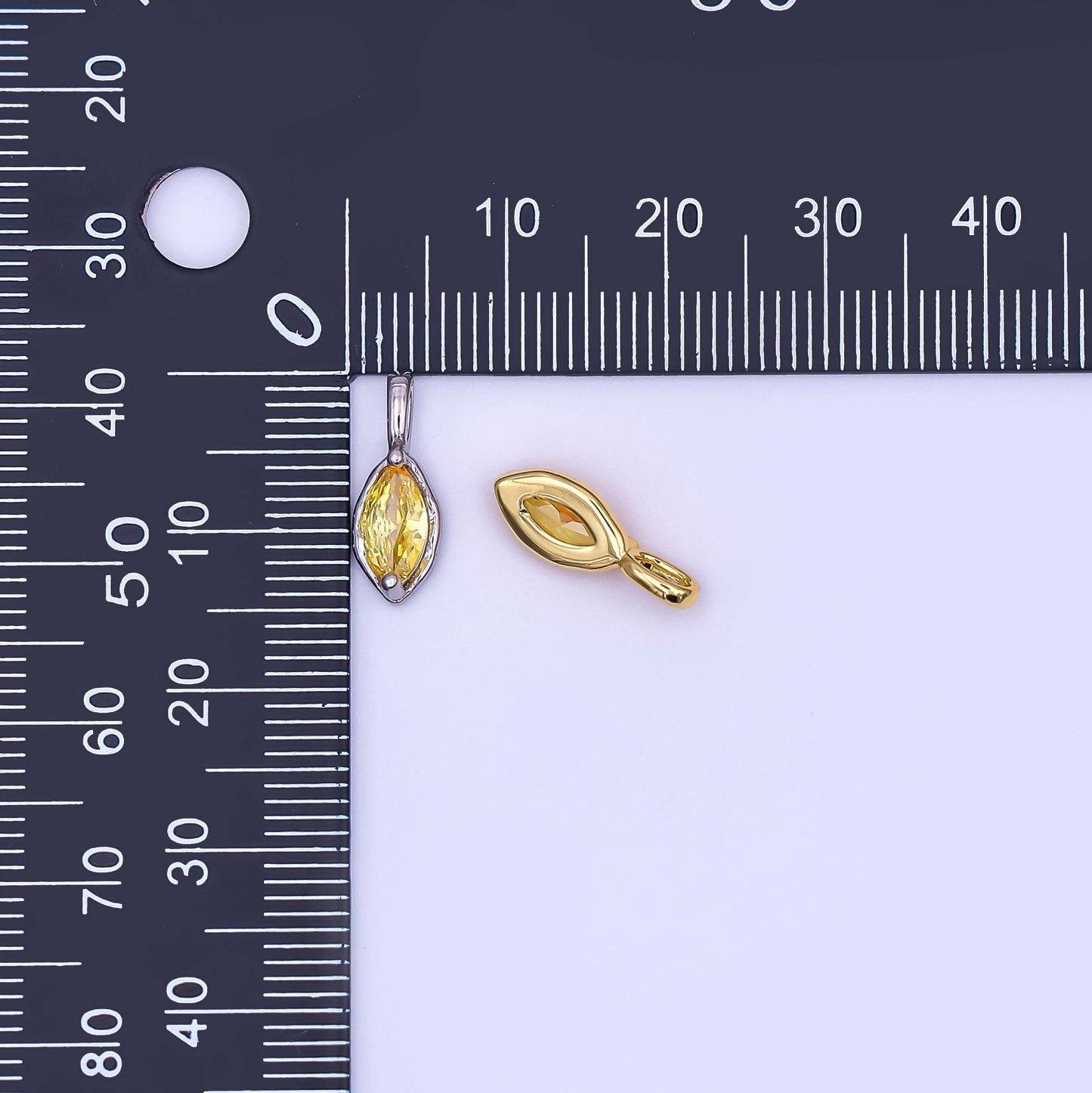 24K Gold Filled Marquise CZ Molten Bezel Pendant in Gold & Silver | AH433 - AH435