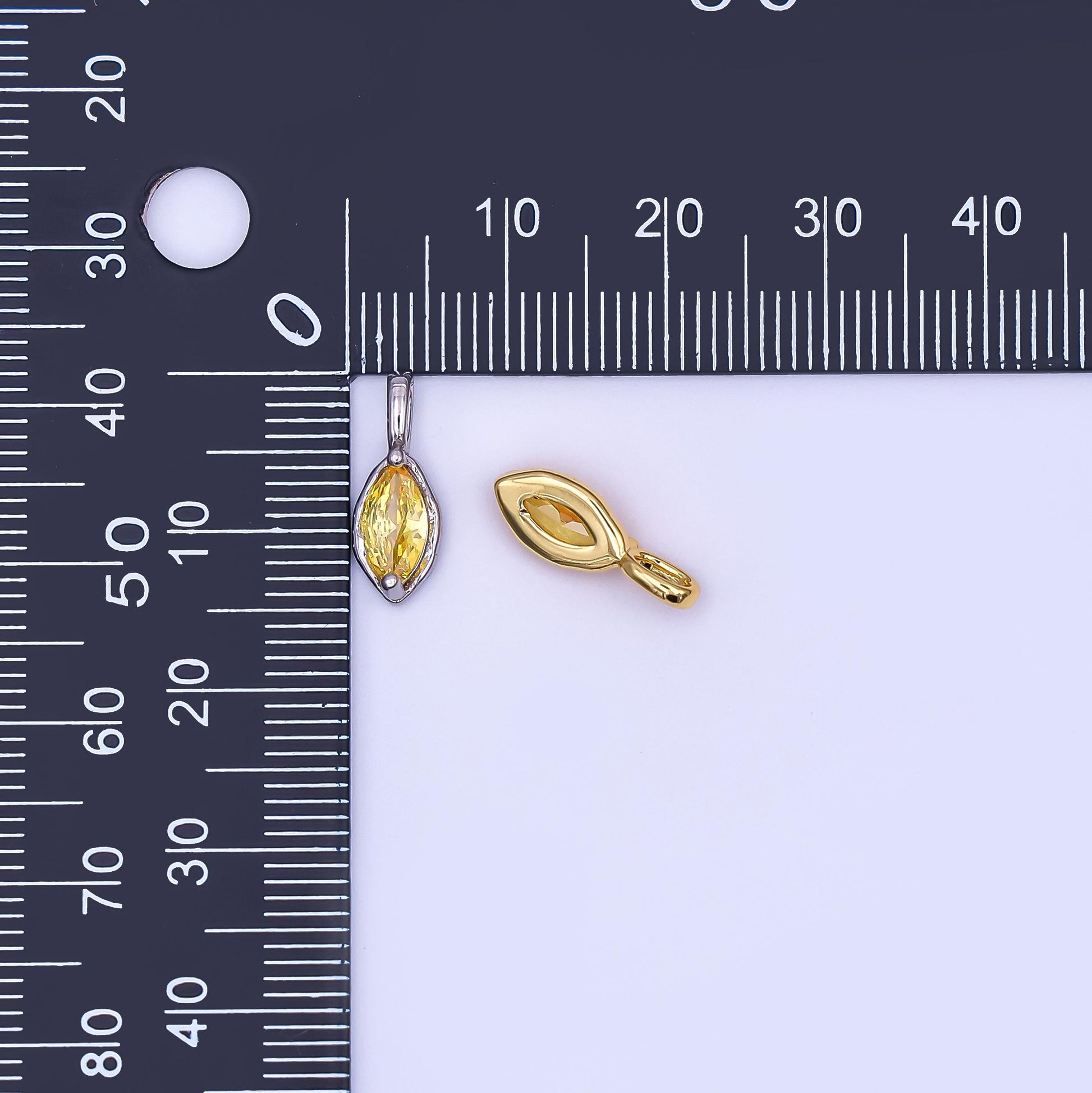 24K Gold Filled Marquise CZ Molten Bezel Pendant in Gold & Silver | AH433 - AH435