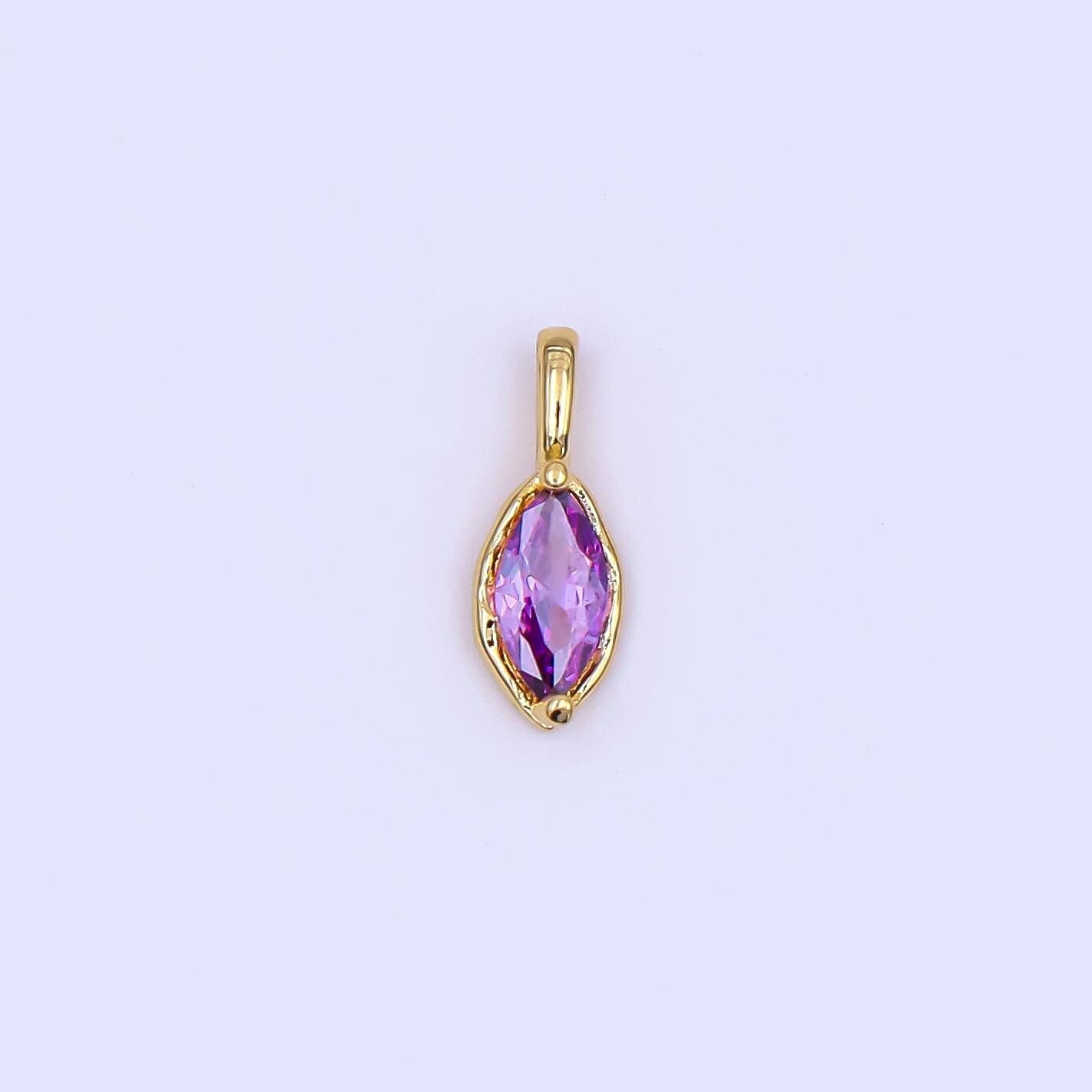 24K Gold Filled Marquise CZ Molten Bezel Pendant in Gold & Silver | AH433 - AH435