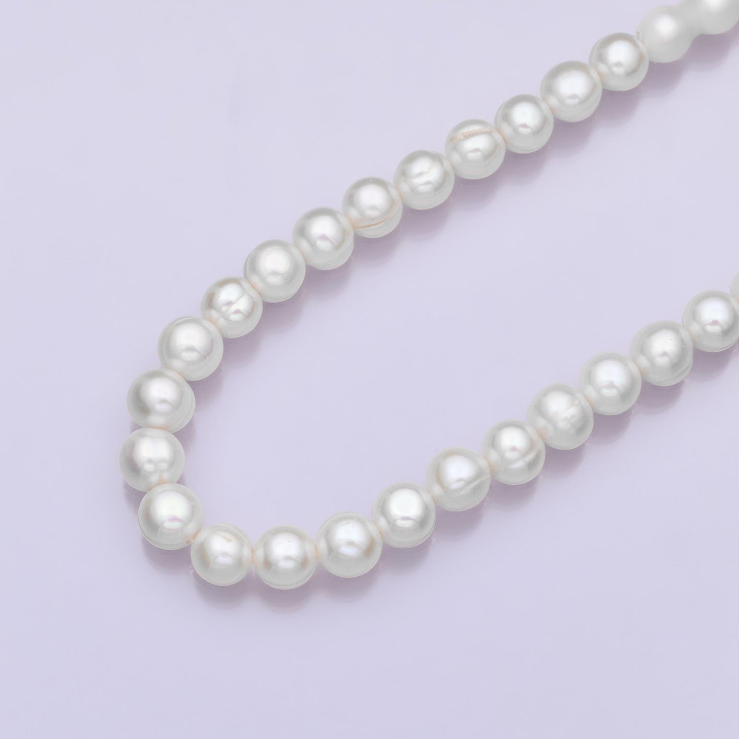 24K Gold Filled 6.3mm White Shell Pearl Round 16 Inch Necklace | WA-3171