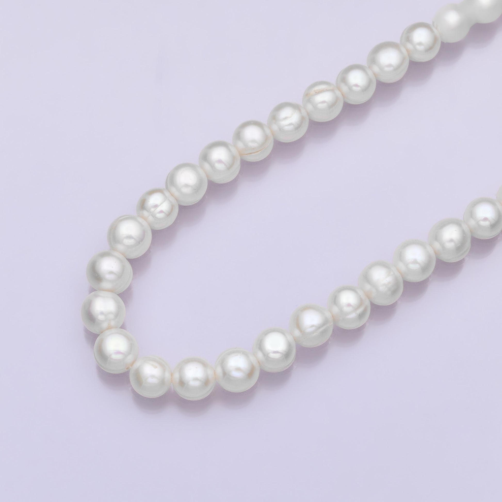 24K Gold Filled 6.3mm White Shell Pearl Round 16 Inch Necklace | WA-3171