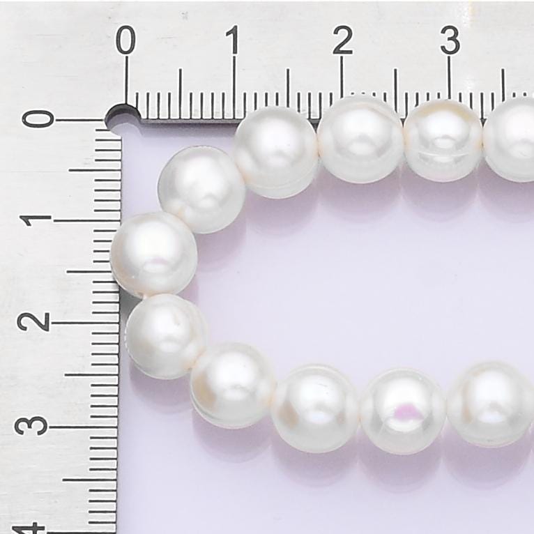 24K Gold Filled 6.3mm White Shell Pearl Round 16 Inch Necklace | WA-3171