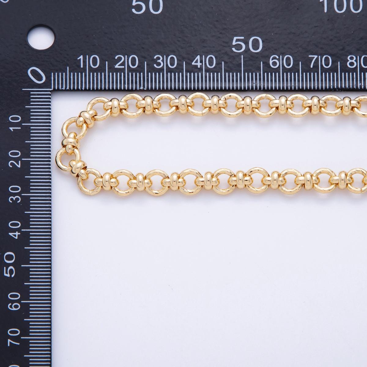 16K Gold Filled 6.8mm Rolo Stadium Link Unfinished Chain by Yard | Roll-1567