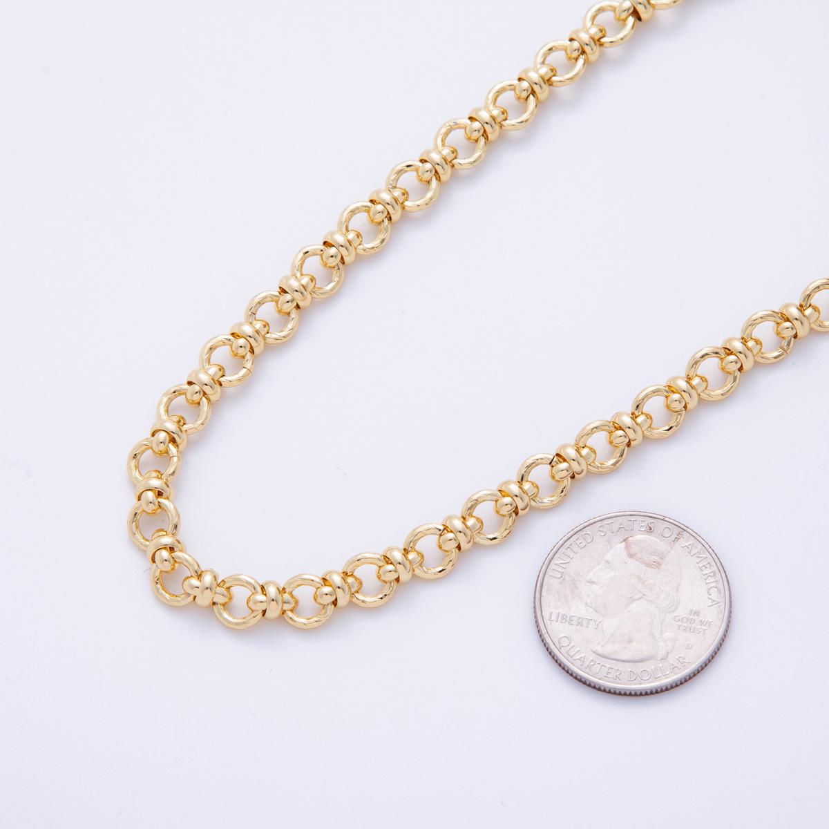 16K Gold Filled 6.8mm Rolo Stadium Link Unfinished Chain by Yard | Roll-1567