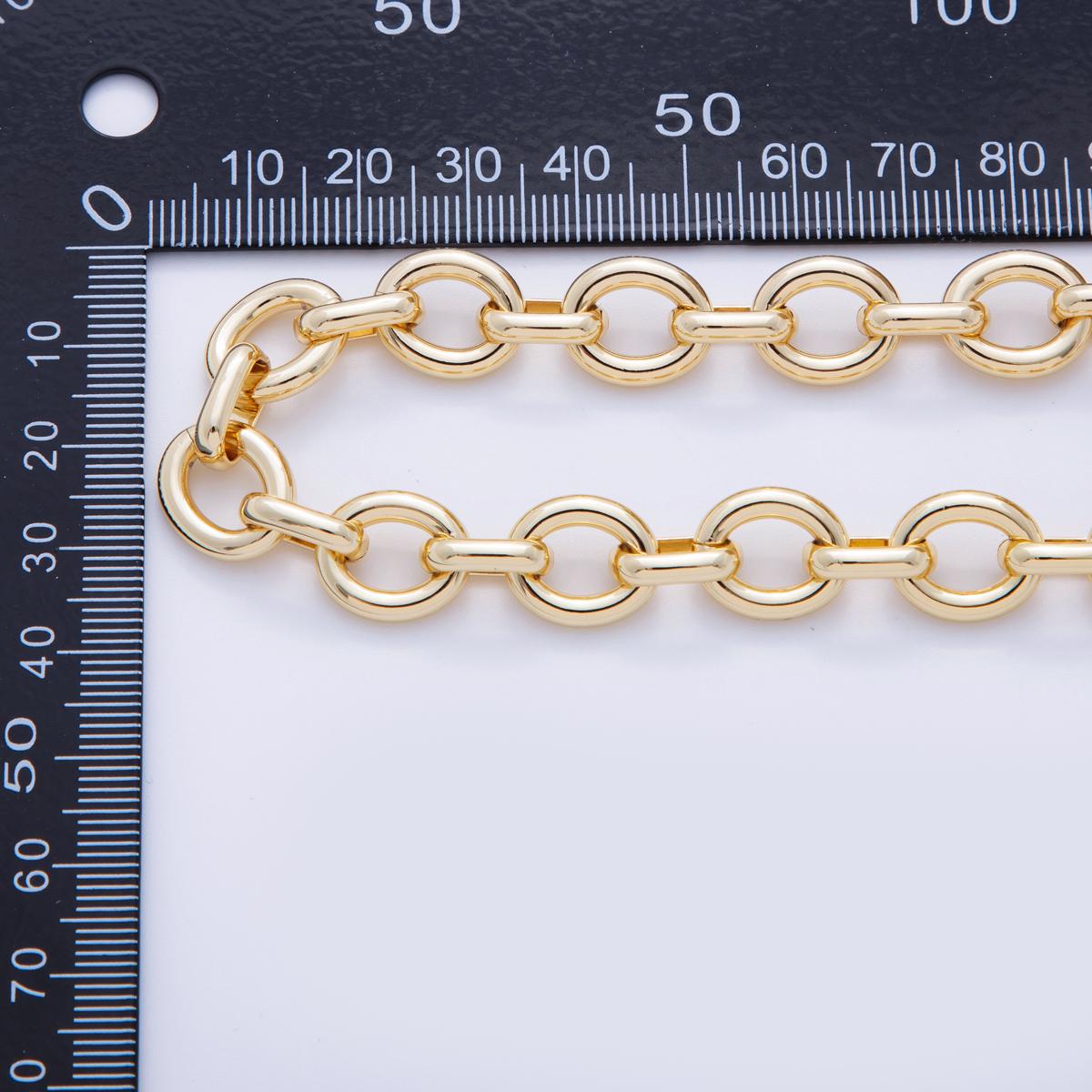 16K Gold Filled 11.8mm Minimalist Rolo Unfinished Chain by Yard | Roll-1568