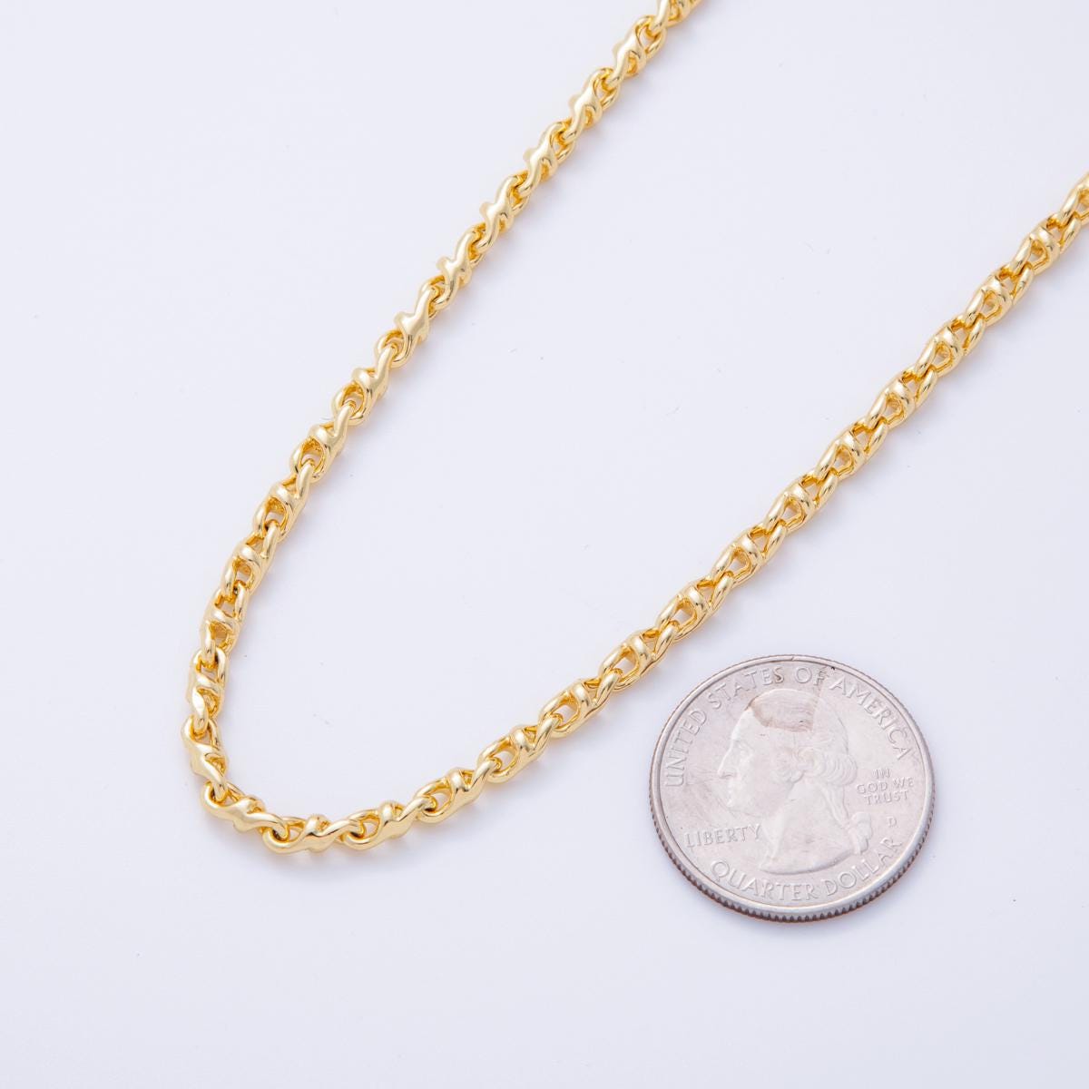 16K Gold Filled 3.3mm Geometric Edged Anchor Unfinished Chain by Yard | Roll-1569