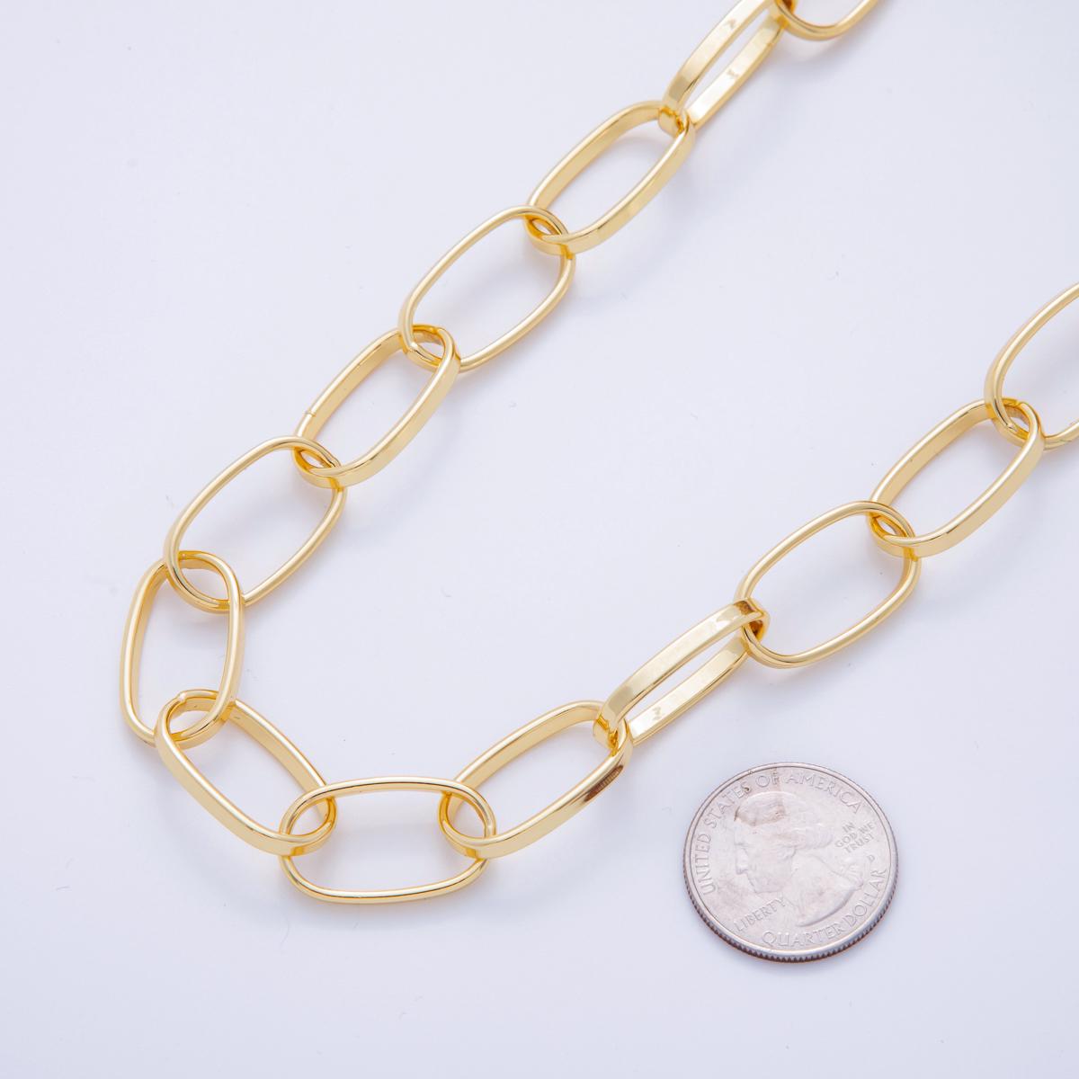 16K Gold Filled 14.2mm Minimalist Paperclip Unfinished Chain by Yard | Roll-1570
