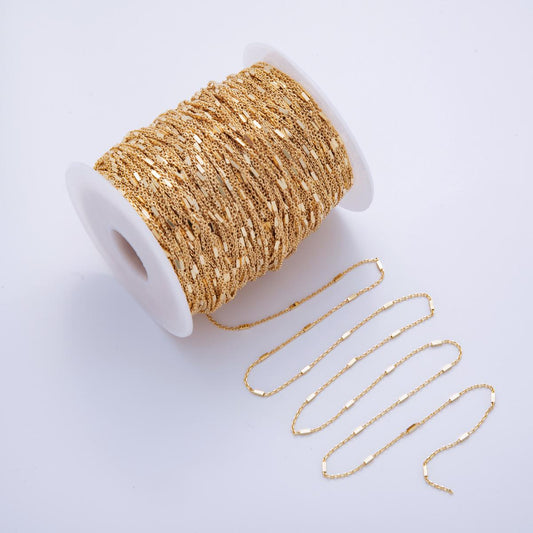 16K Gold Filled 1.2mm Rectangular Satellite Cable Unfinished Chain by Yard | Roll-1571