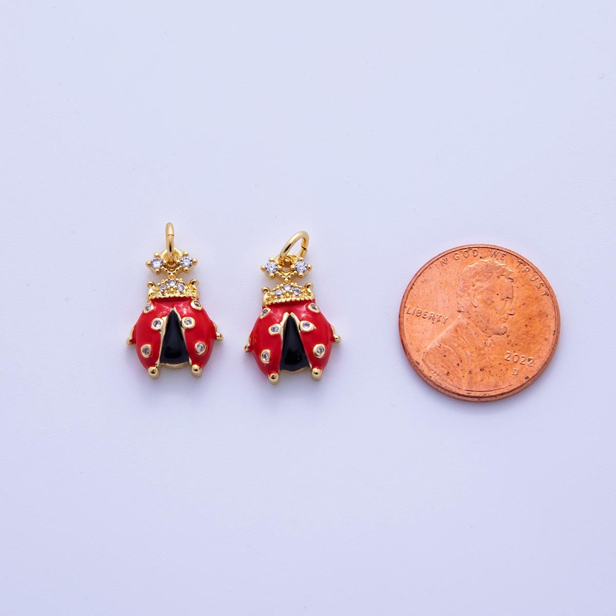 18K Gold Filled Micro Paved CZ Lady Bug Insect Animal Charm | AF310