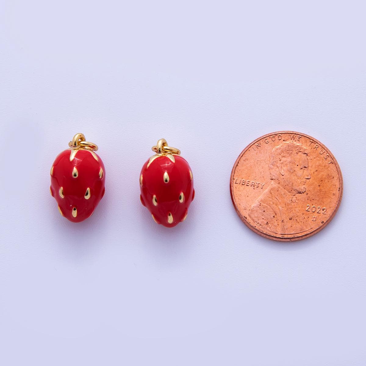 18K Gold Filled Red Strawberry Fruit Charm | AF311