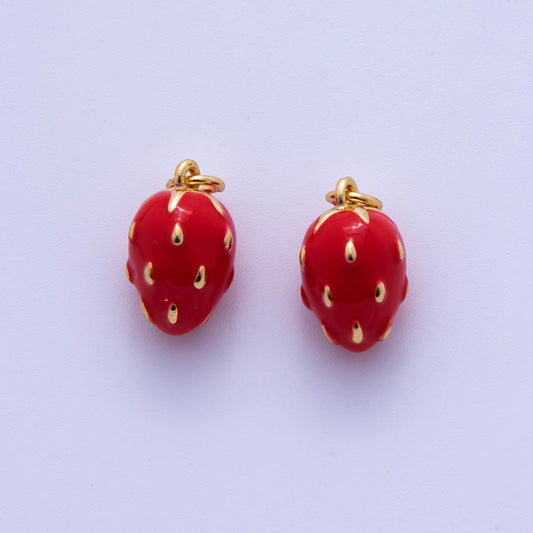 18K Gold Filled Red Strawberry Fruit Charm | AF311