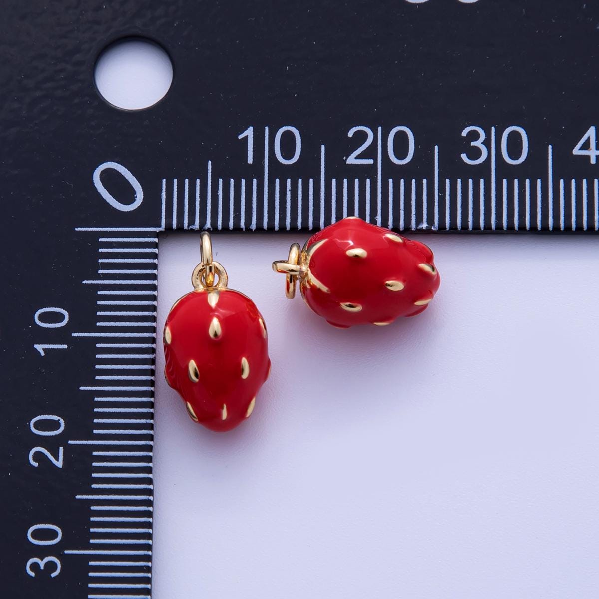 18K Gold Filled Red Strawberry Fruit Charm | AF311