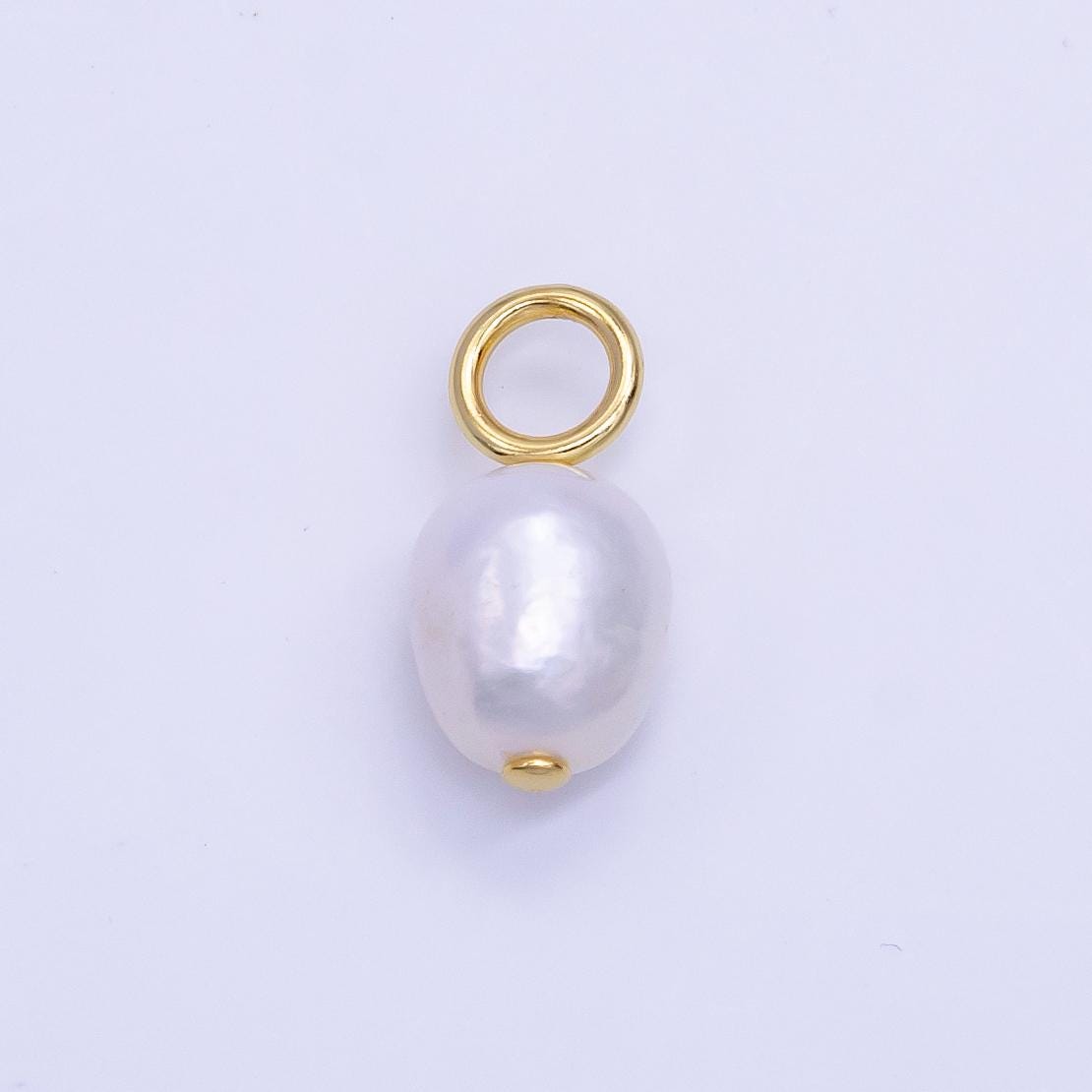 Silver 6mm White pearl oval drop pendant for Minimalist Jewelry Making Supply | P-1943