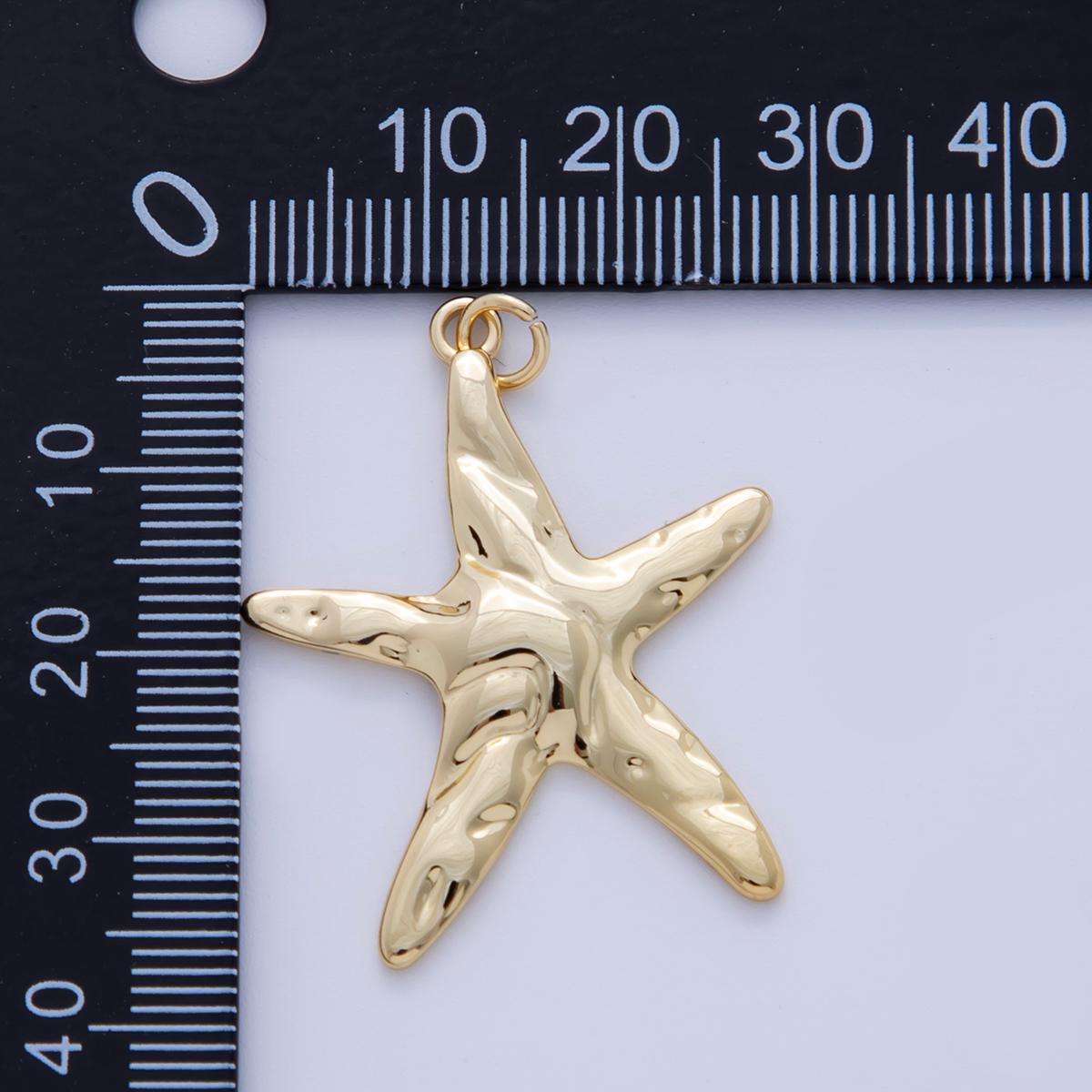Stainless Steel 40mm Hammered Starfish Charm | AF316