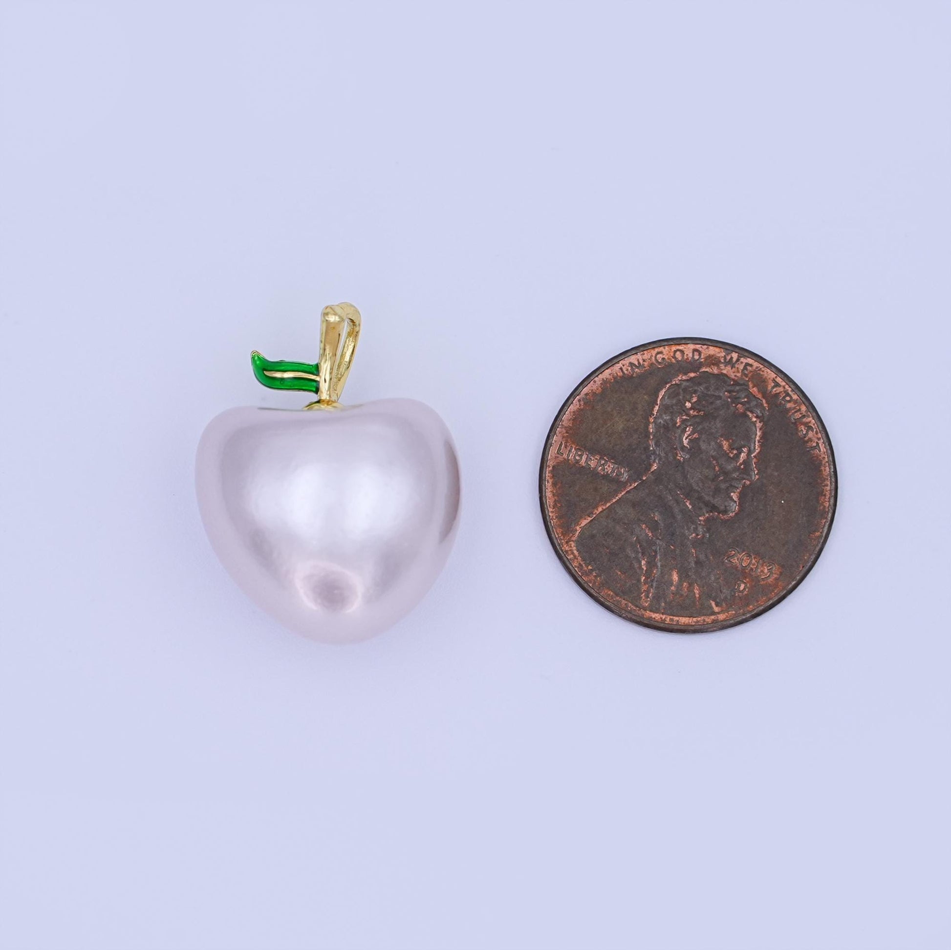 24k gold filled White Washington apple fruit charm Frosted Food Charm | ag-918
