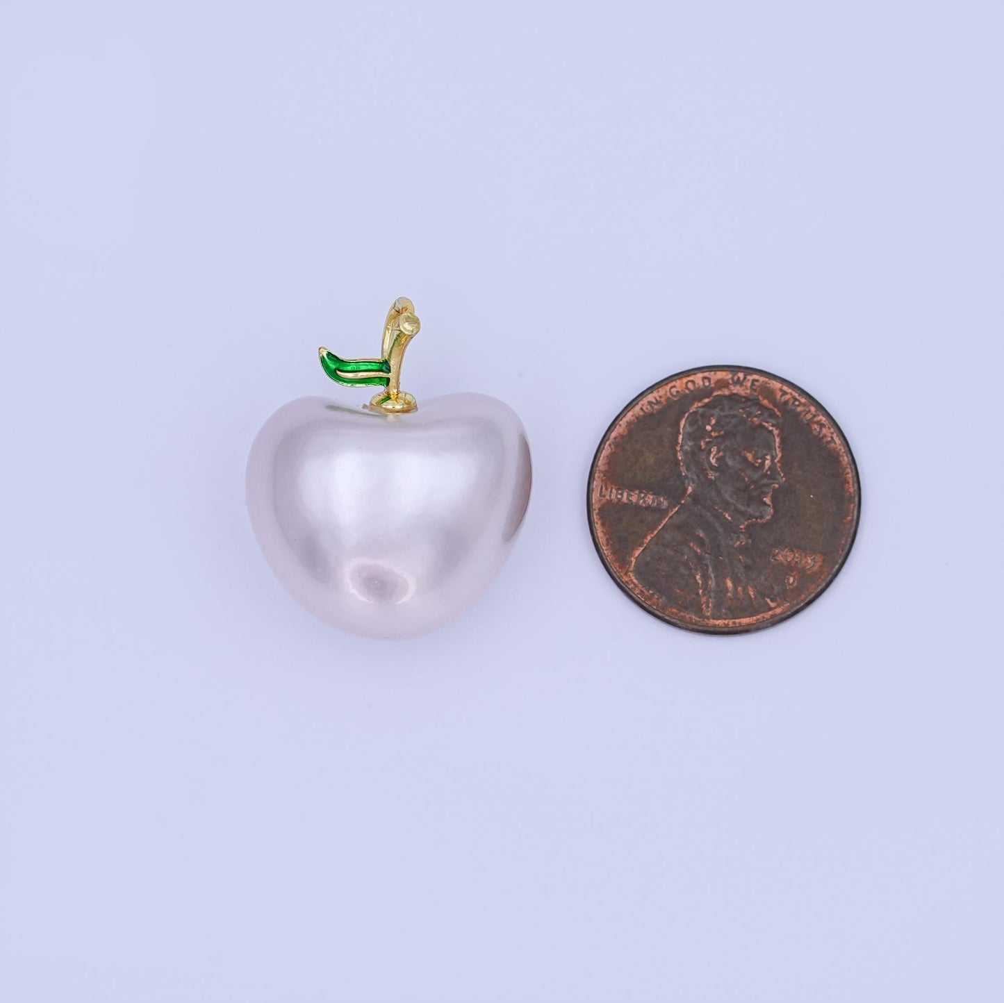 24k gold filled White Washington apple fruit charm Frosted Food Charm | ag-918