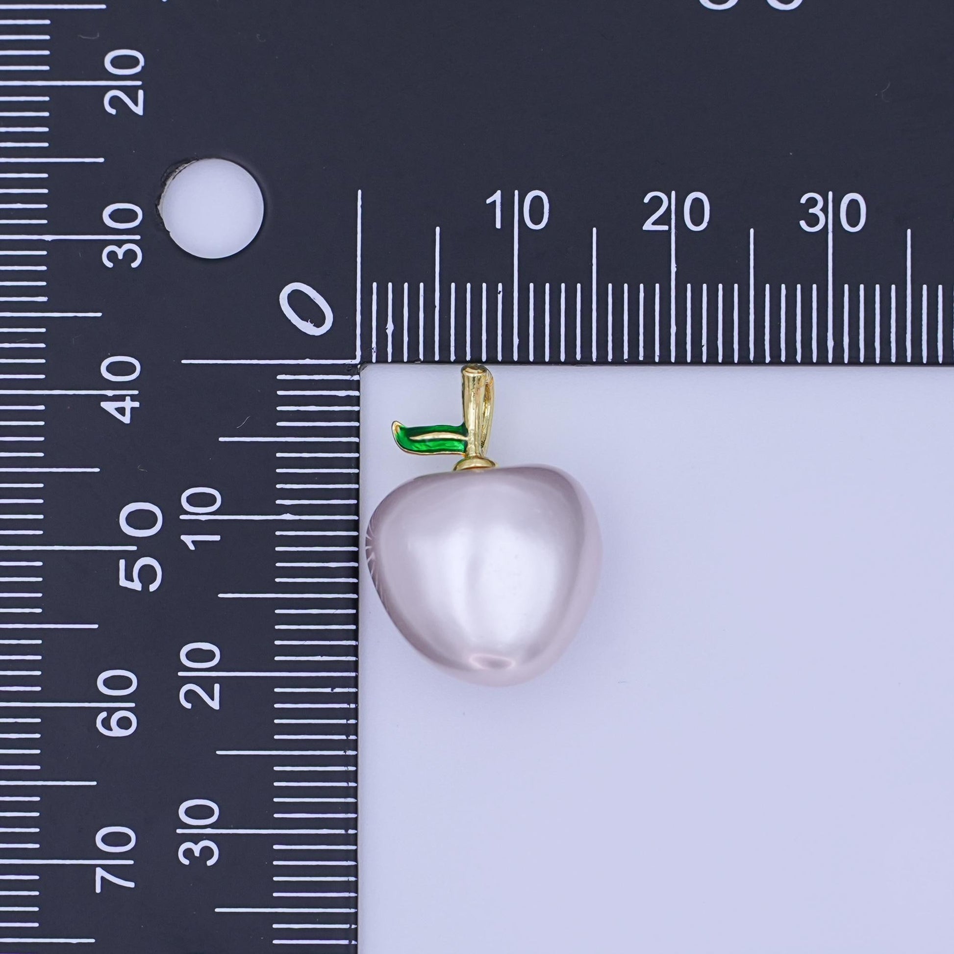 24k gold filled White Washington apple fruit charm Frosted Food Charm | ag-918