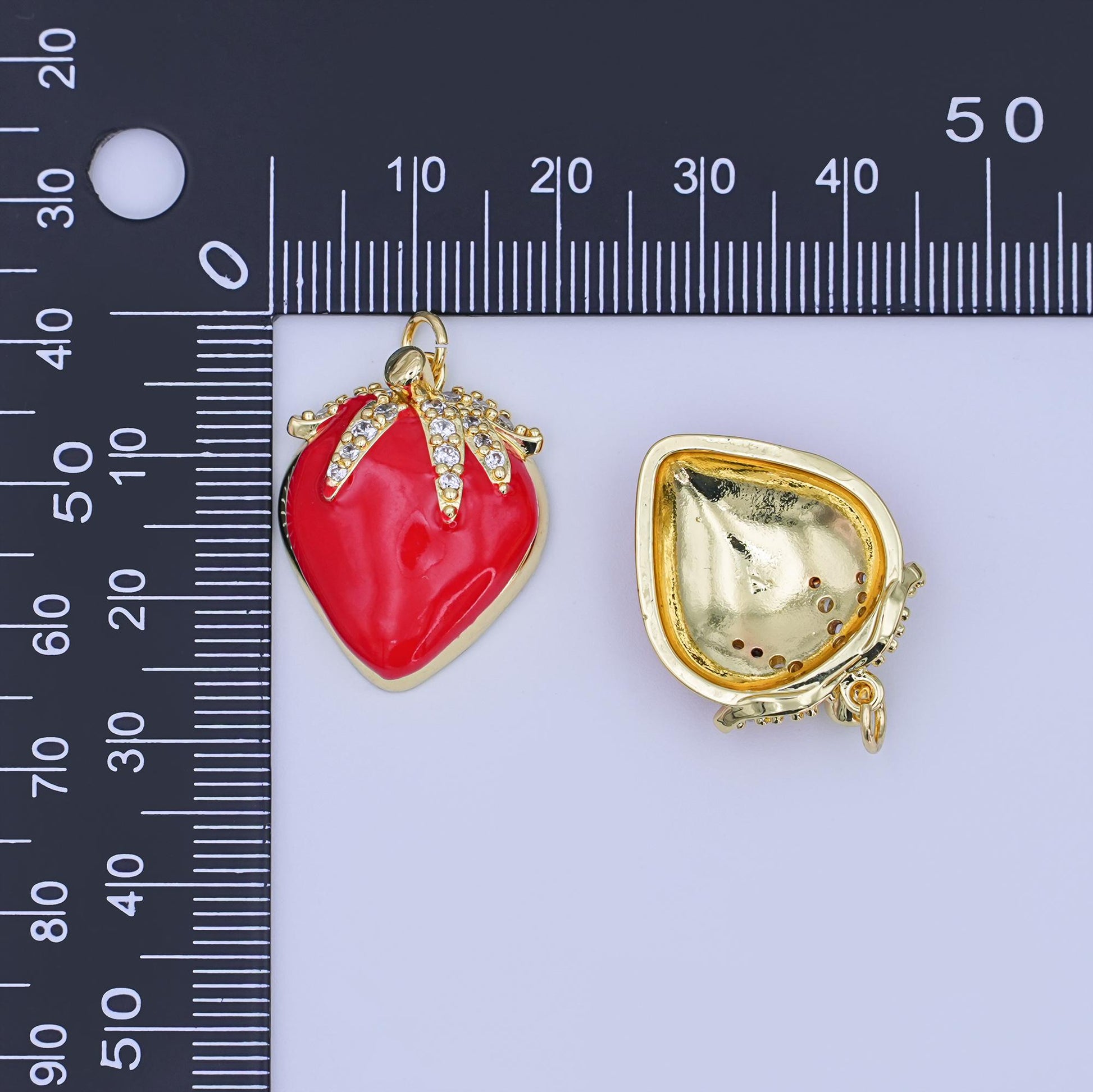 Mini strawberry 24k gold filled fruit charm | W-203