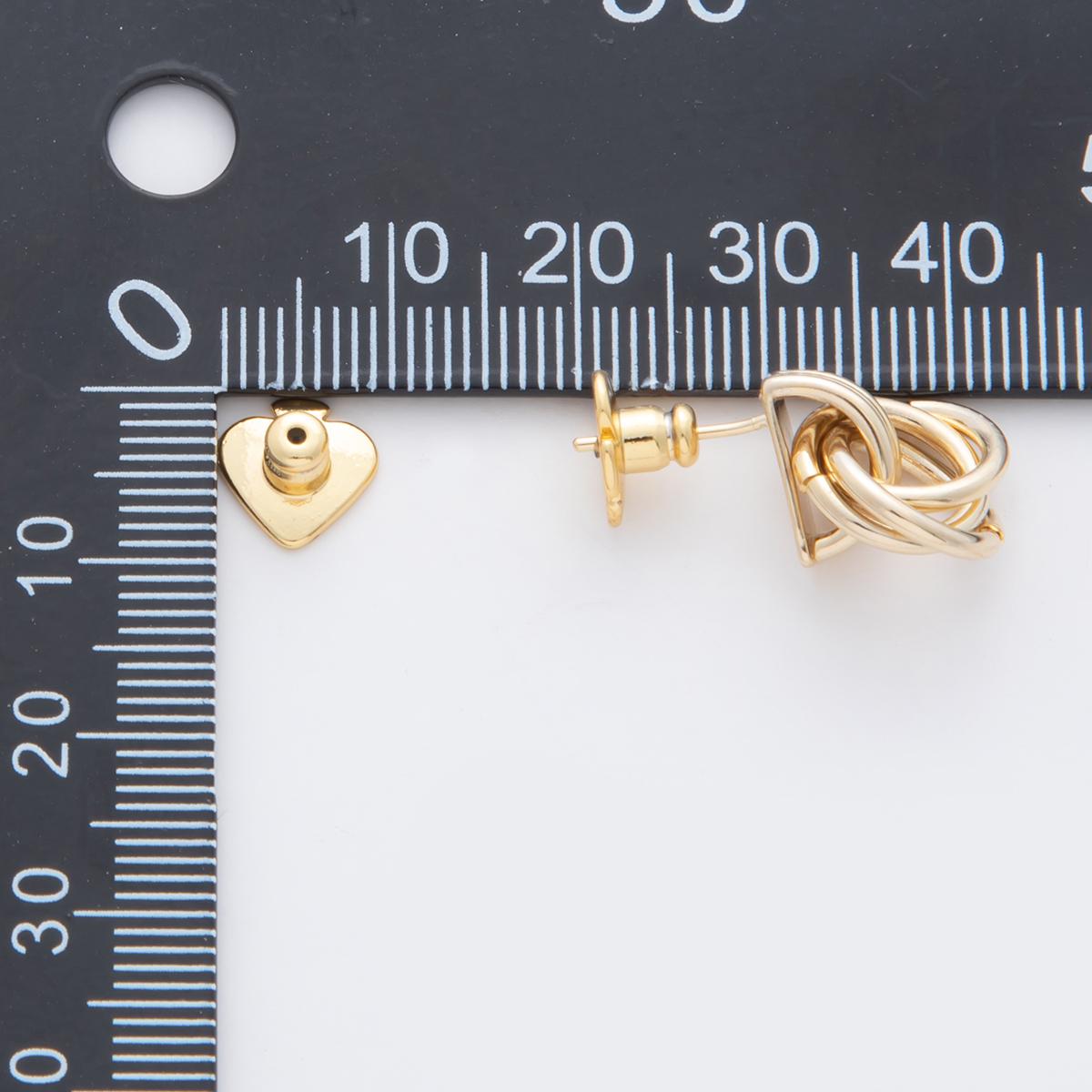 18K Gold Filled Geometric Multiple Knot Stud Earrings Findings | Z1202