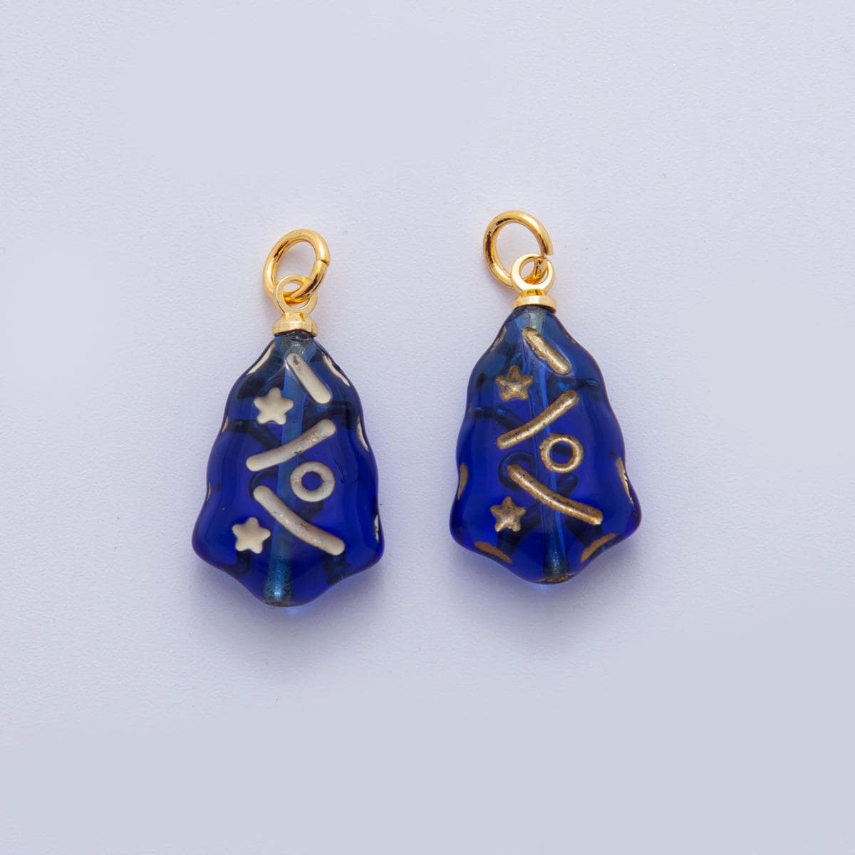 18K Gold Filled Blue Gold Lined Geometric Charm | AF287