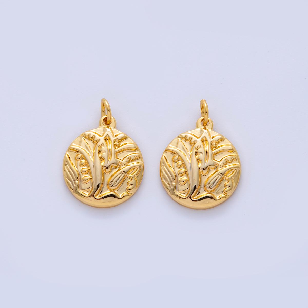 Stainless Steel Snowdrop Flower Plant Round Mini Charm | AF318