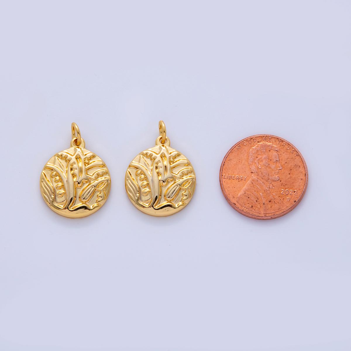 Stainless Steel Snowdrop Flower Plant Round Mini Charm | AF318