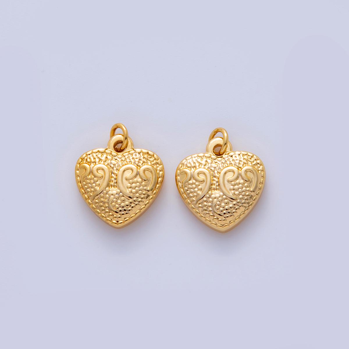 Stainless Steel 19mm Textured Artisan Heart Charm | AF320