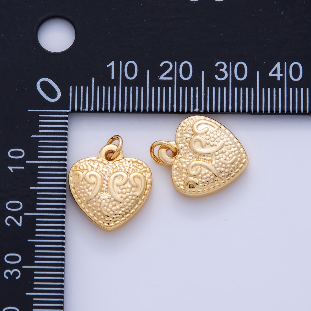 Stainless Steel 19mm Textured Artisan Heart Charm | AF320