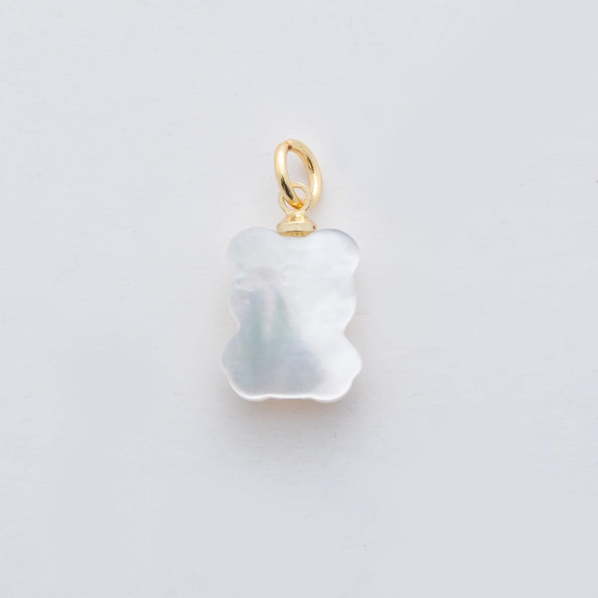 18K Gold Filled White Shell Pearl Teddy Bear Charm | AF295