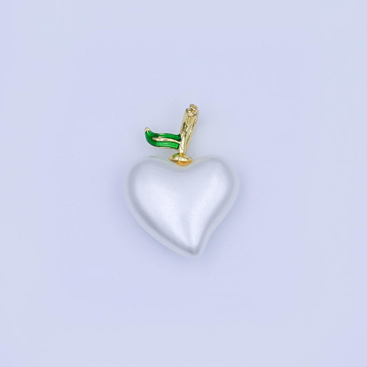 24K Gold Filled White Heart Apple Fruit Pendant | AH417