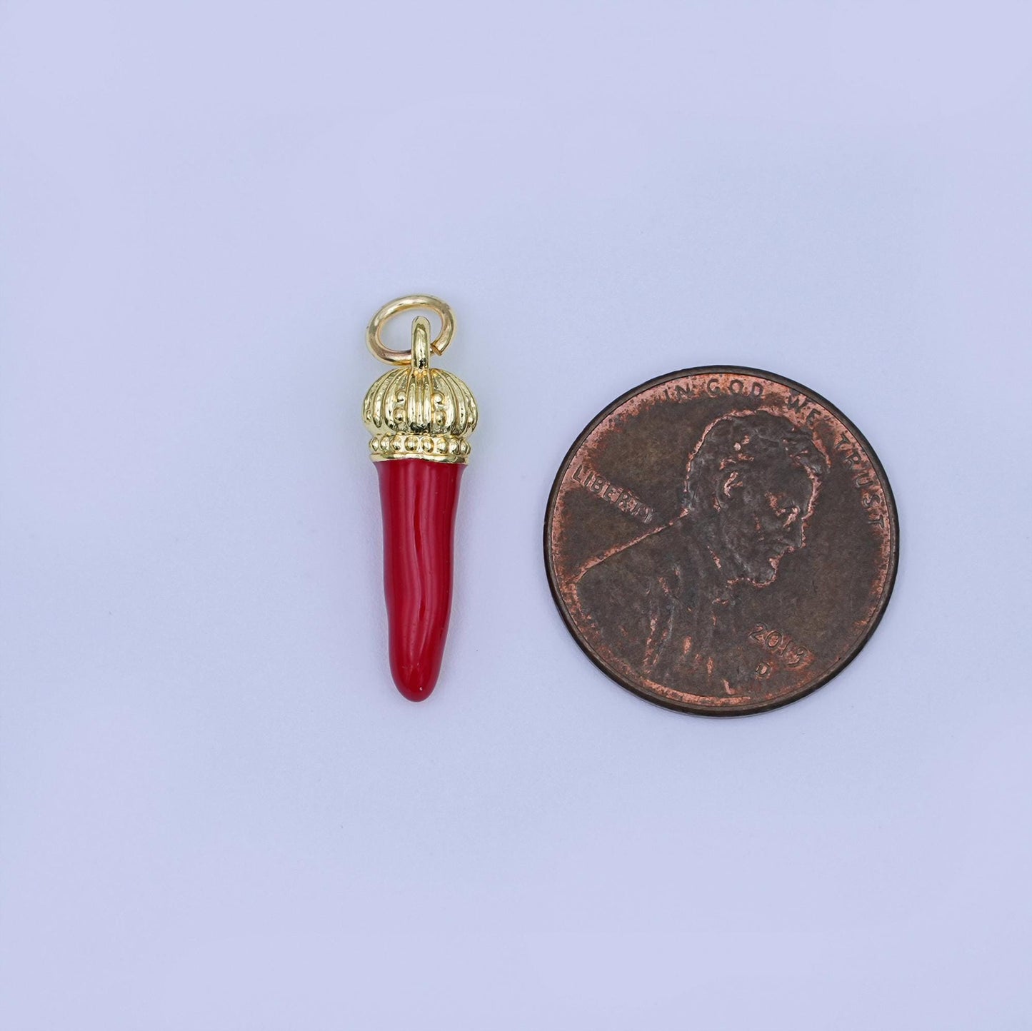 24K Gold Filled Red Enamel Chili Charm | W473