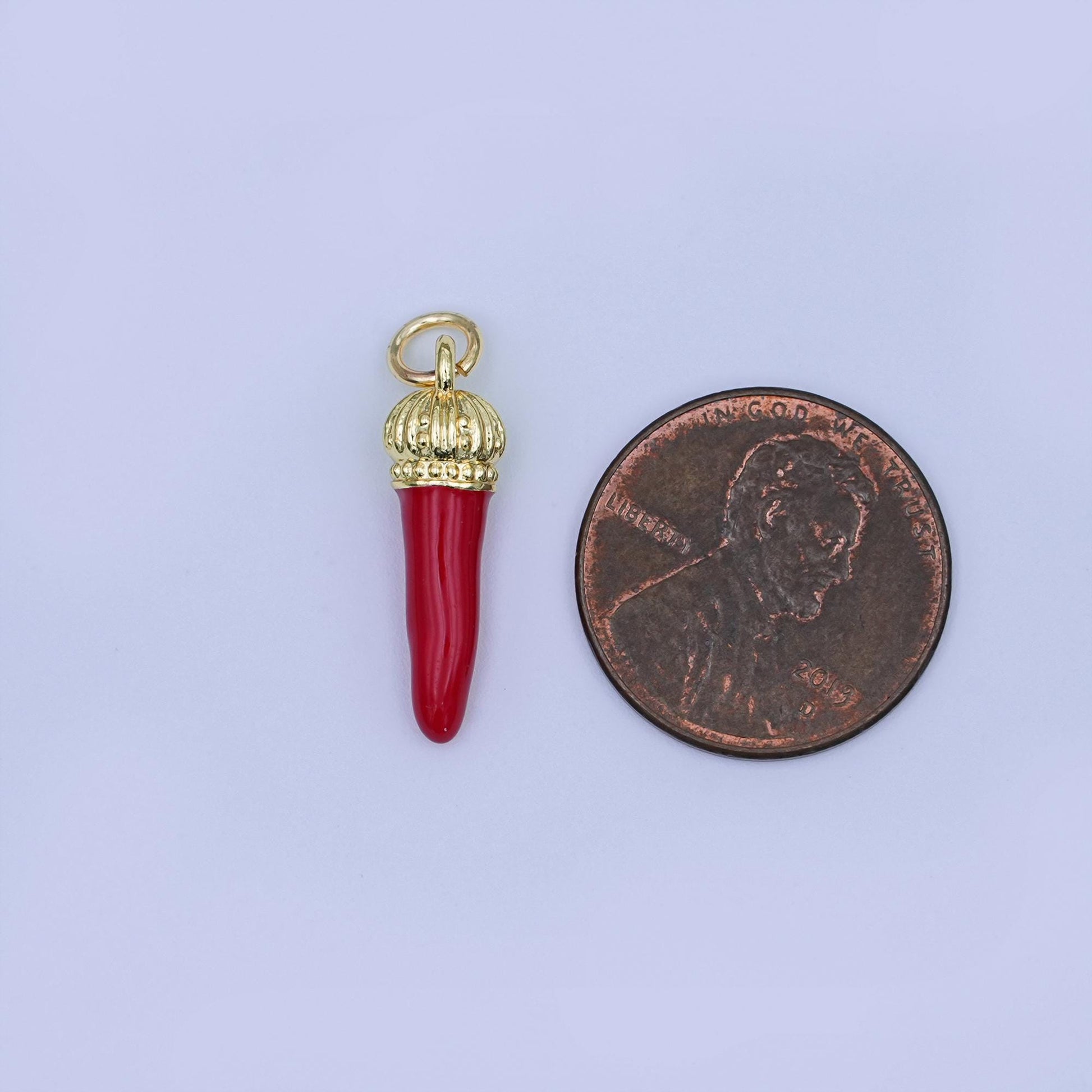 24K Gold Filled Red Enamel Chili Charm | W473