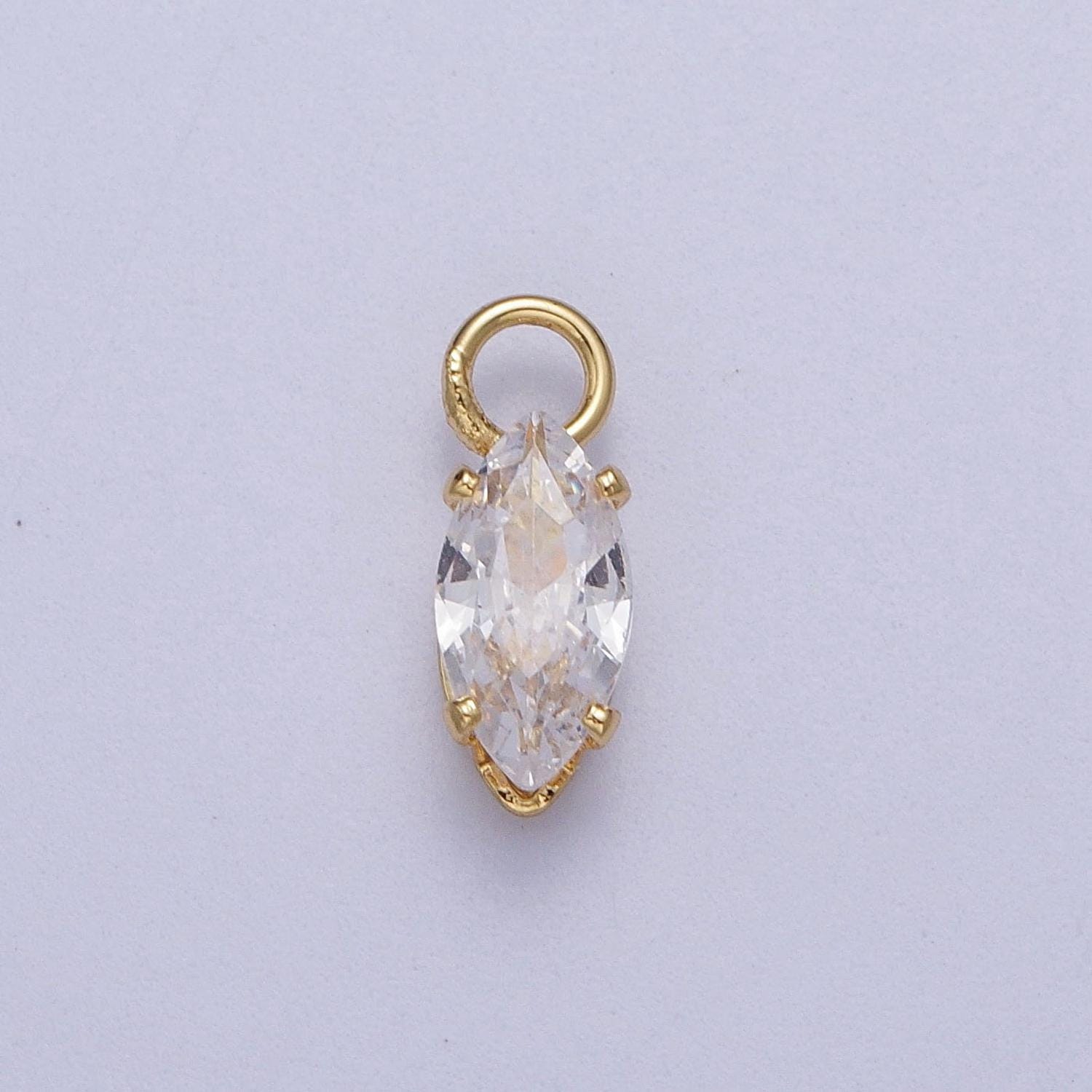 OS Gold Filled Clear Marquise Cubic Zirconia 11mm Charm | C-353
