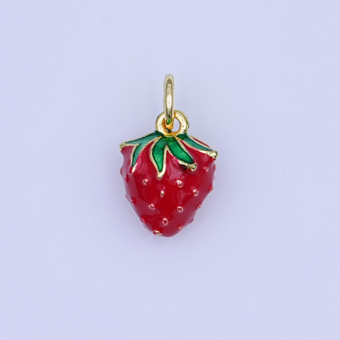 24K Gold Filled 11.5mm Red Strawberry 3D Multidimensional Mini Charm | W287