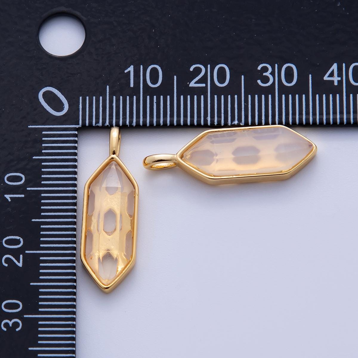 18K Gold Filled Natural Gemstone Hexagon Pendant | AF298