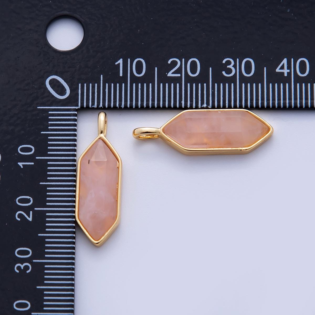 18K Gold Filled Natural Gemstone Hexagon Pendant | AF298