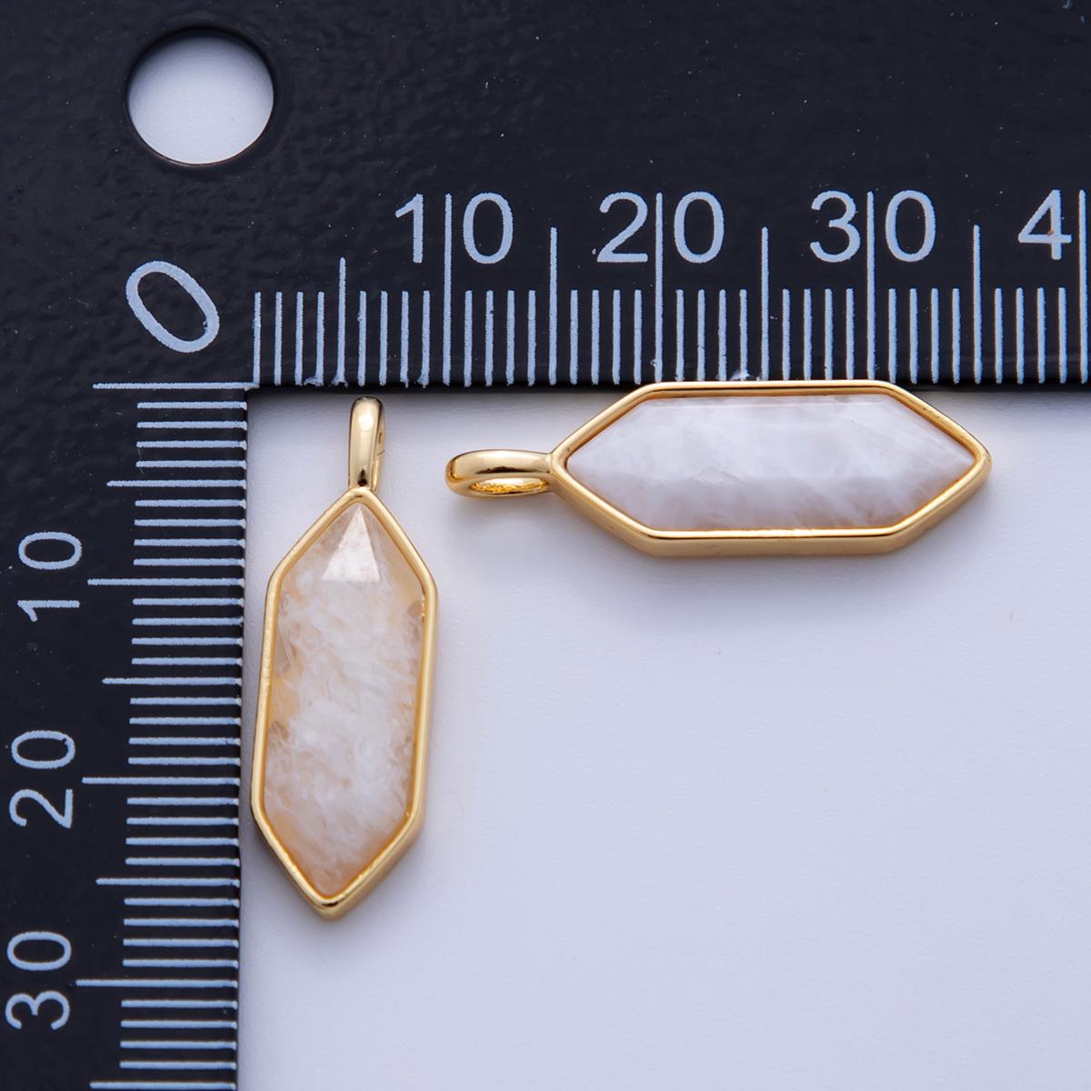 18K Gold Filled Natural Gemstone Hexagon Pendant | AF298