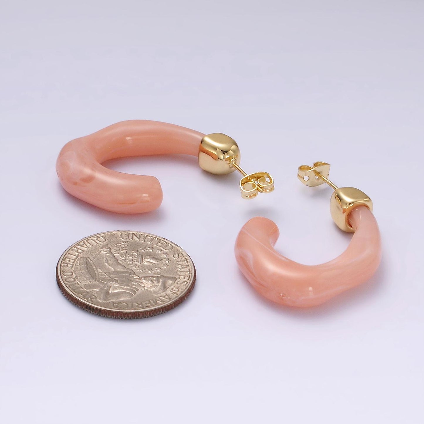 Gold Chunky Hoop Earring Clear, Grey, Cream U-Shaped Rectangular Latch Hoop Acrylic Transparent Resin Geometric Earrings AE159