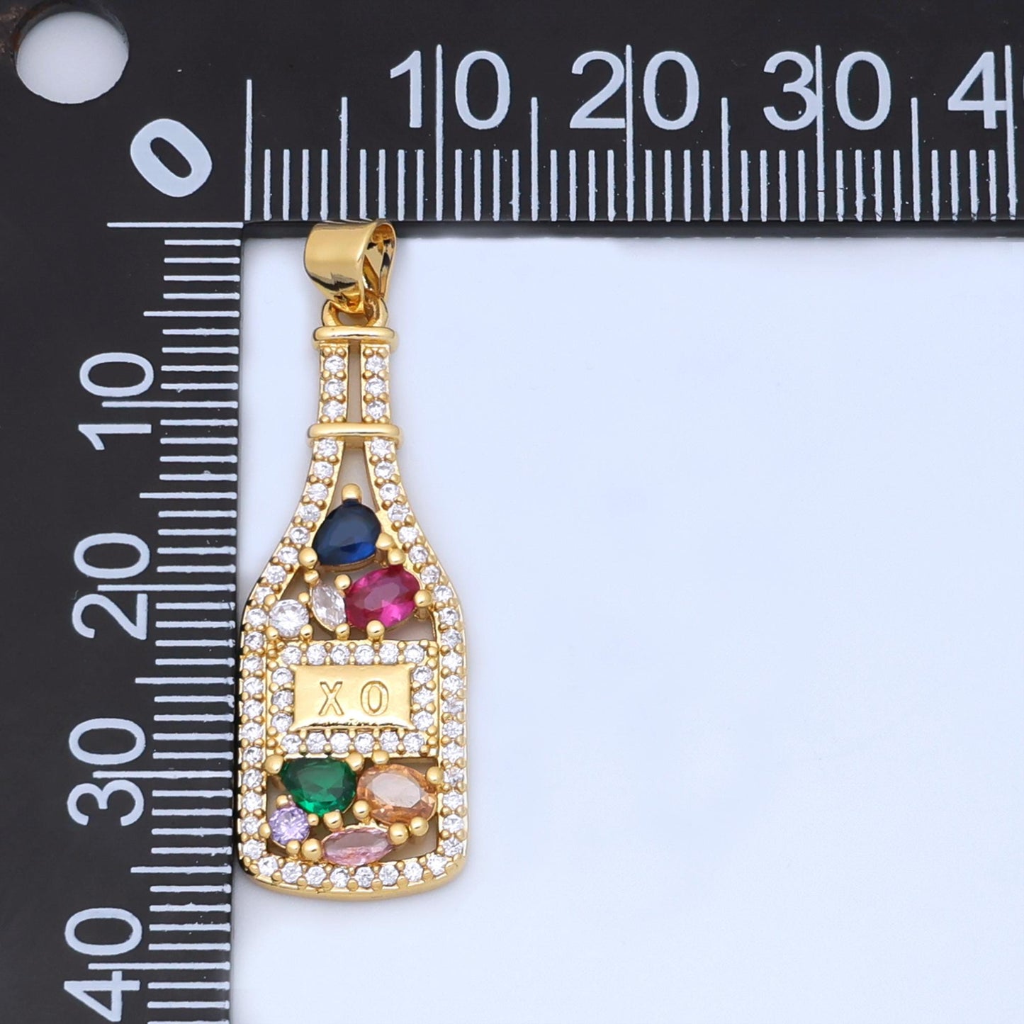 24K Gold Filled Multicolor CZ Micro Paved Wine Bottle Pendant | AA1478
