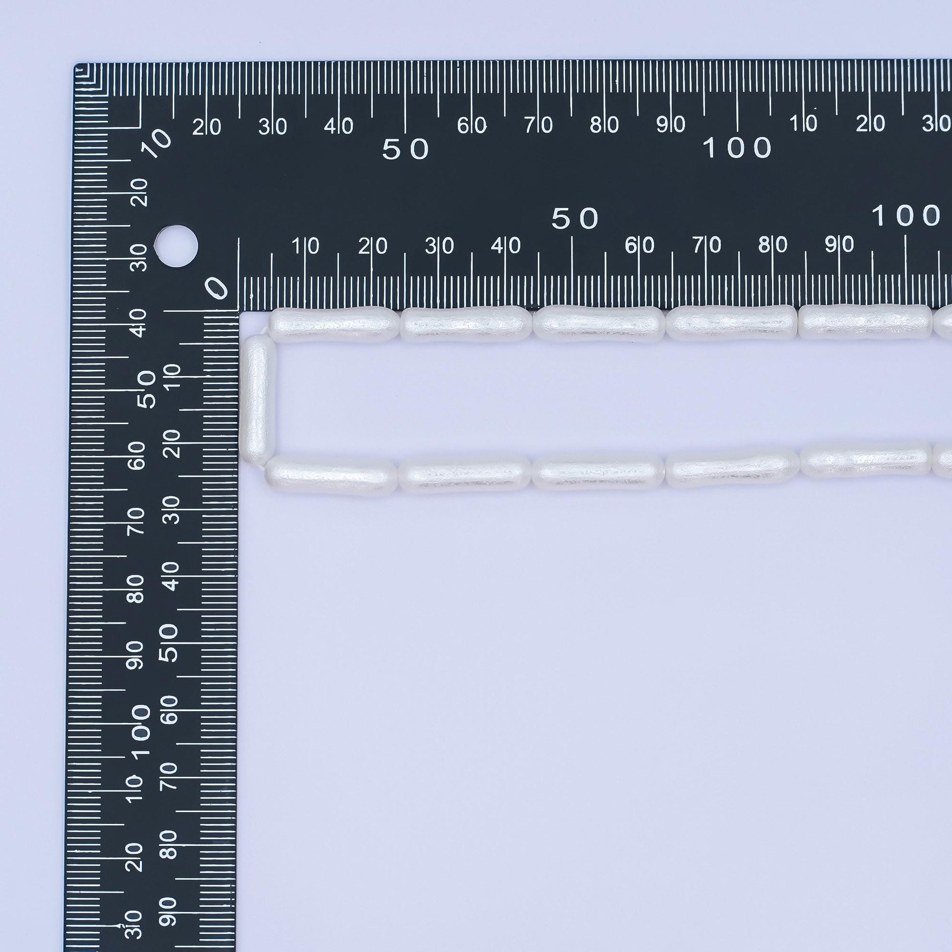 20mm White, Peach Biwa Rectangular Freshwater Pearl Strand | WA-2984 WA-2985