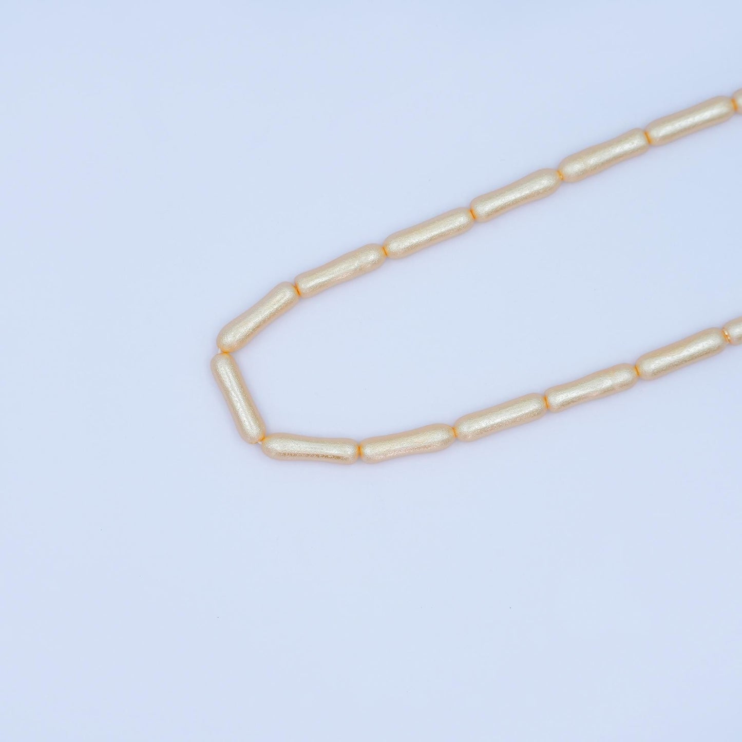 20mm White, Peach Biwa Rectangular Freshwater Pearl Strand | WA-2984 WA-2985