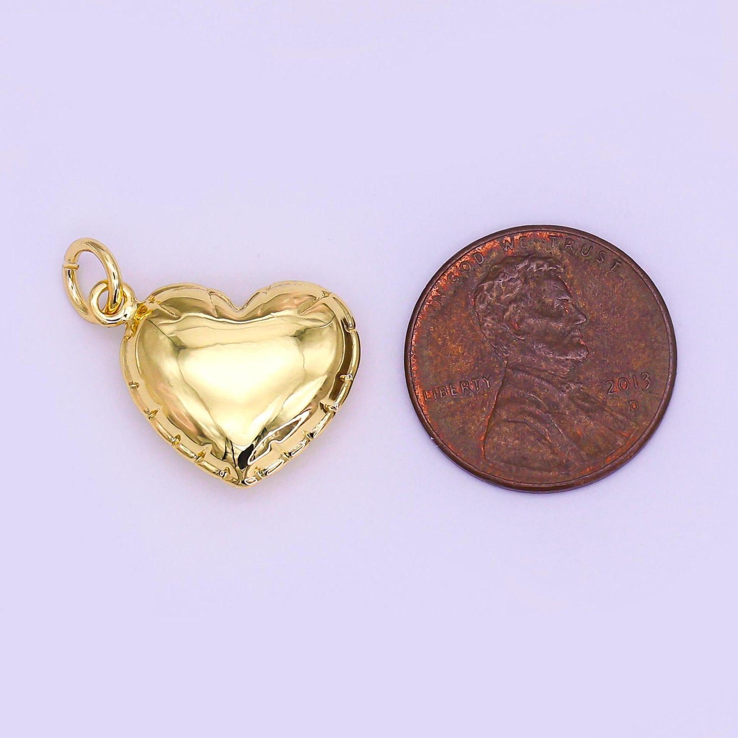 24K Gold Filled 20mm Chubby Sideways Heart Minimalist Charm | N152