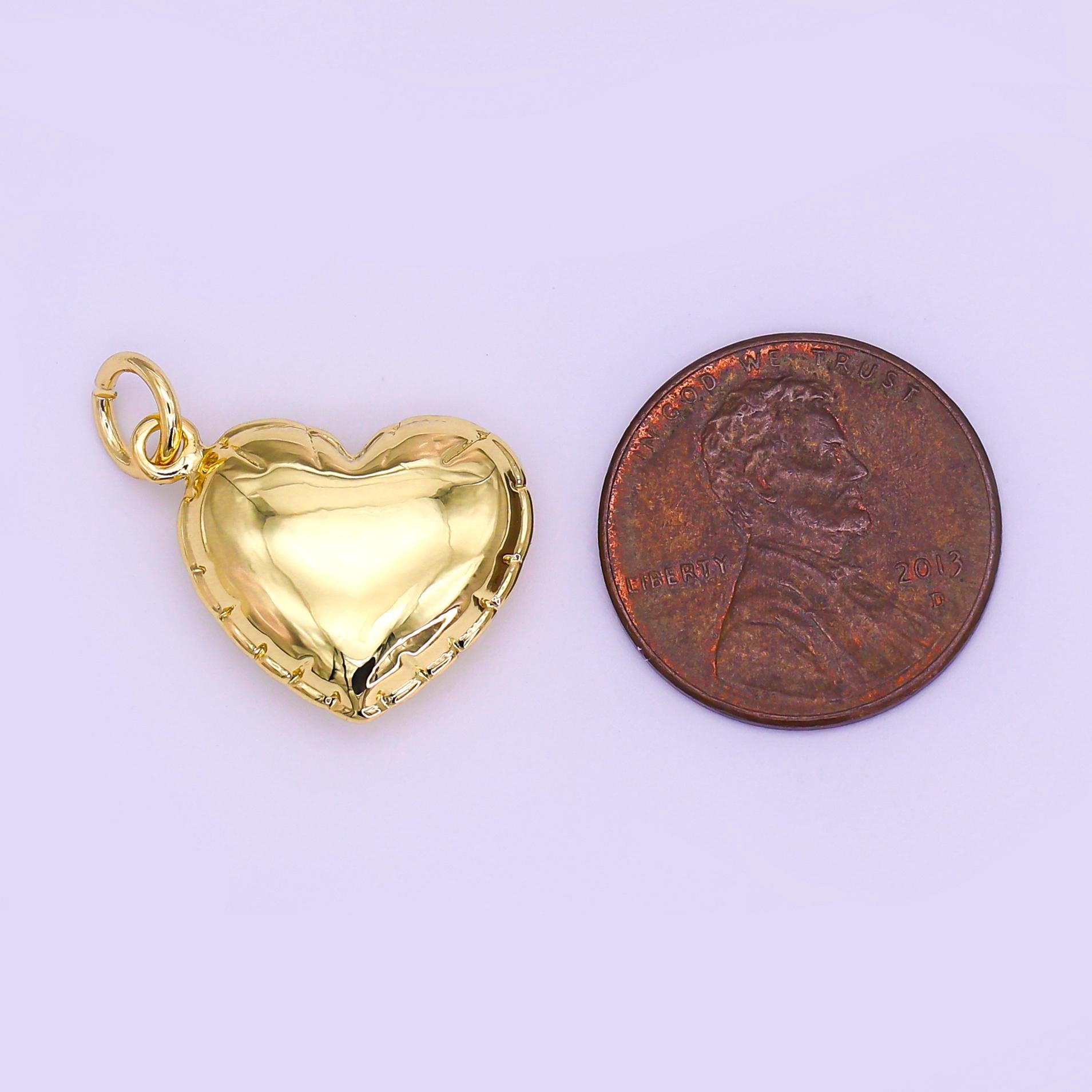 24K Gold Filled 20mm Chubby Sideways Heart Minimalist Charm | N152