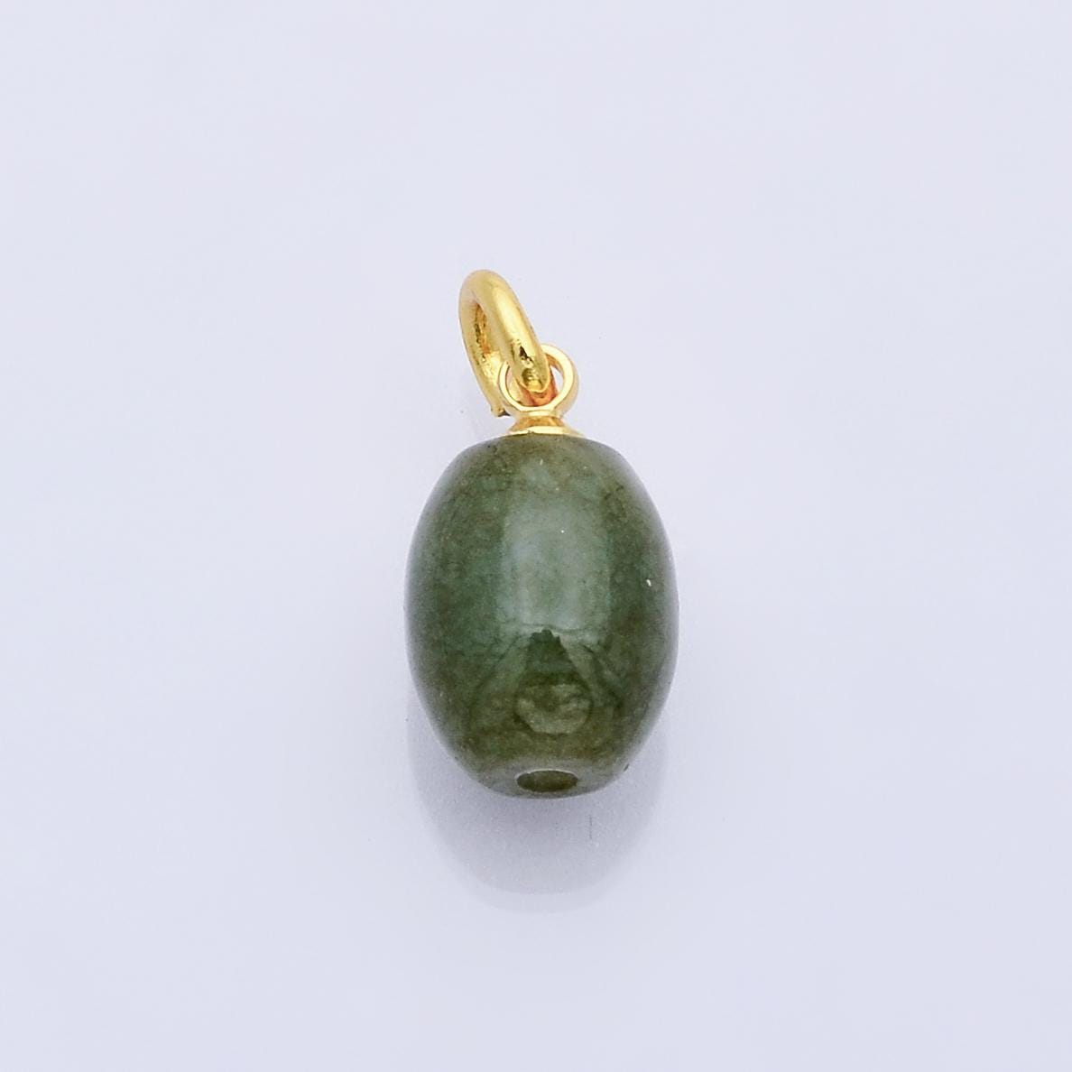 Dainty green jade tube cylinder beads pendant for necklace charm D-232
