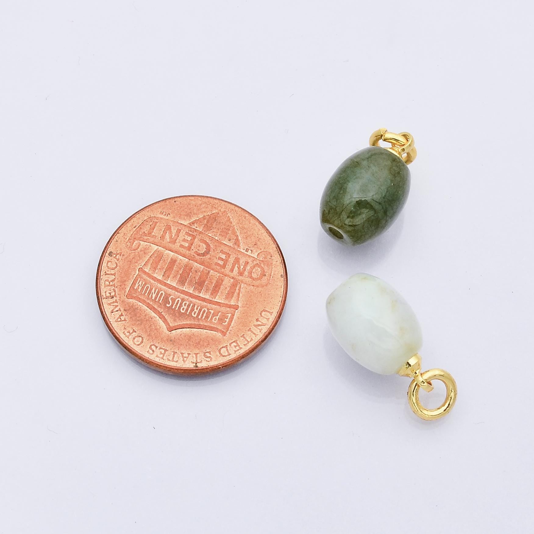 Dainty green jade tube cylinder beads pendant for necklace charm D-232
