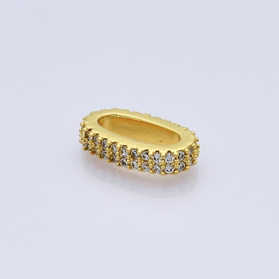 Mini Gold filled oval paper clip link pendant, micro cz pave Charm Connector Enhanced Link B-506