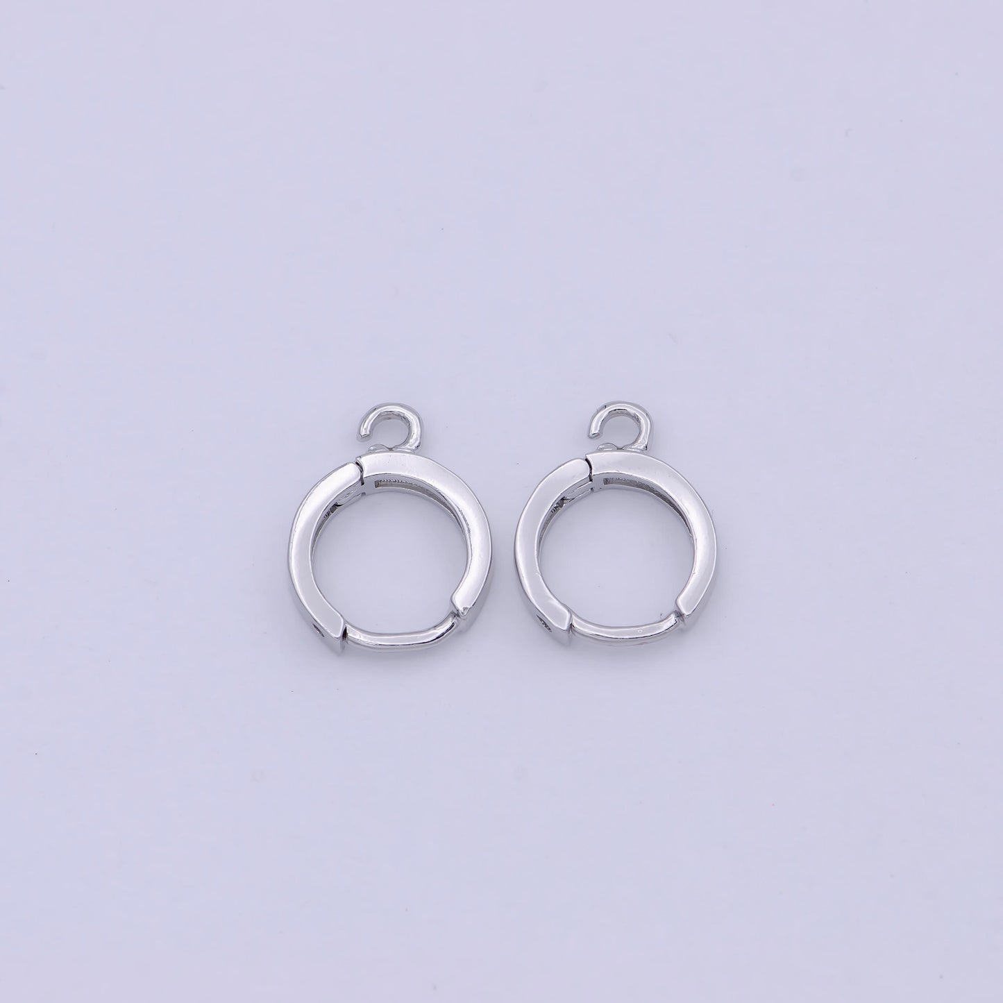 Sterling Silver Earring Findings - Open Link earring Post, 925 sterling silver 12mm Huggie hoop earring K-519
