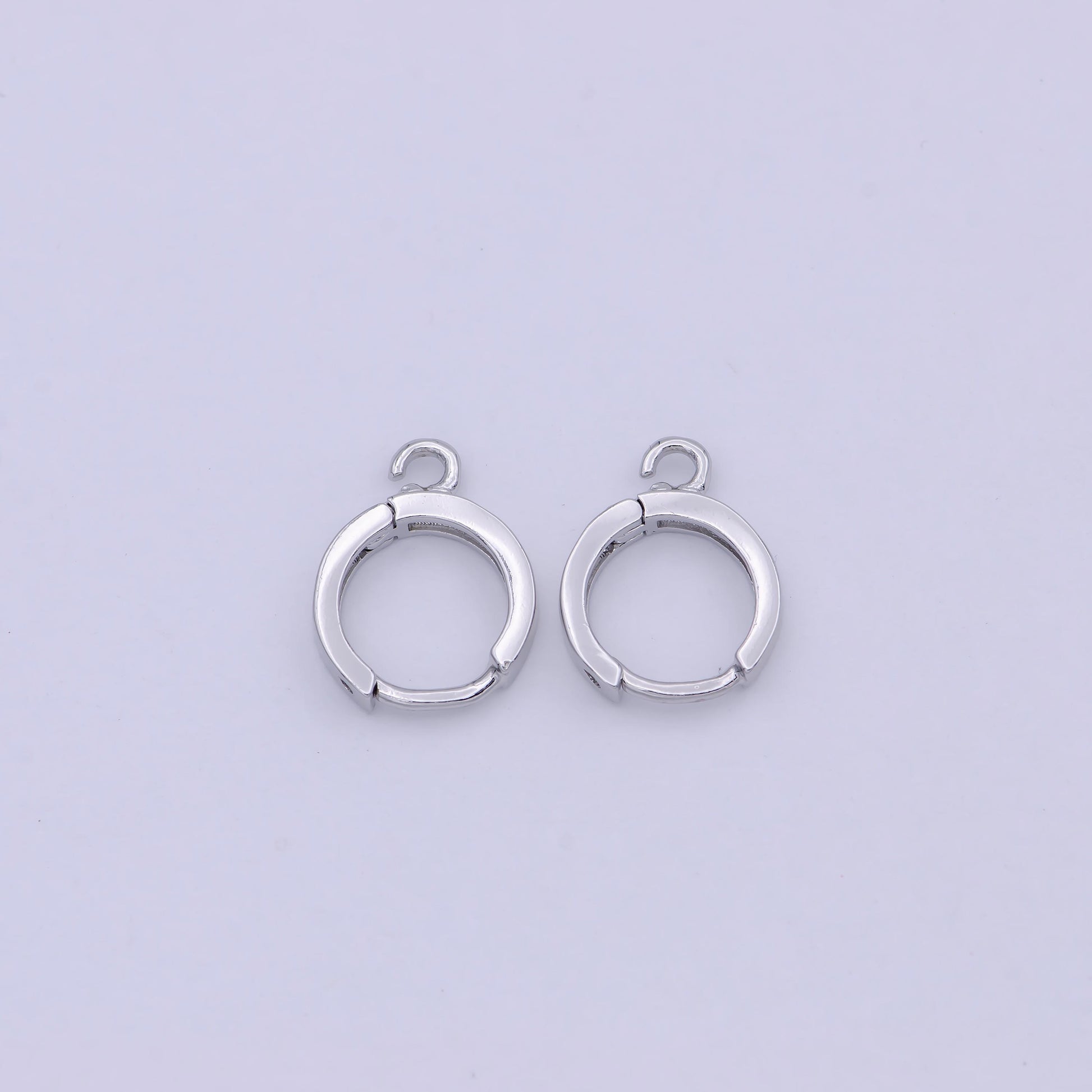 Sterling Silver Earring Findings - Open Link earring Post, 925 sterling silver 12mm Huggie hoop earring K-519