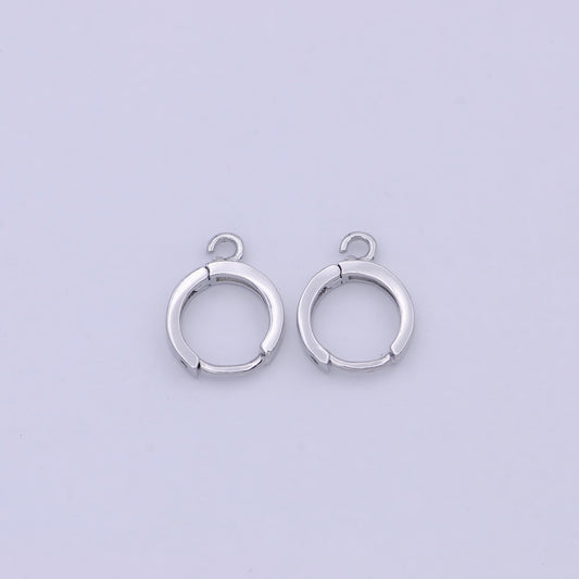 Sterling Silver Earring Findings - Open Link earring Post, 925 sterling silver 12mm Huggie hoop earring K-519